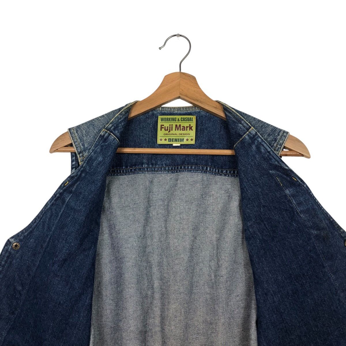 Japanese Brand 📌Vintage Denim Work Jacket Biker Fuji Mark Size US M / EU 48-50 / 2 - 15 Thumbnail