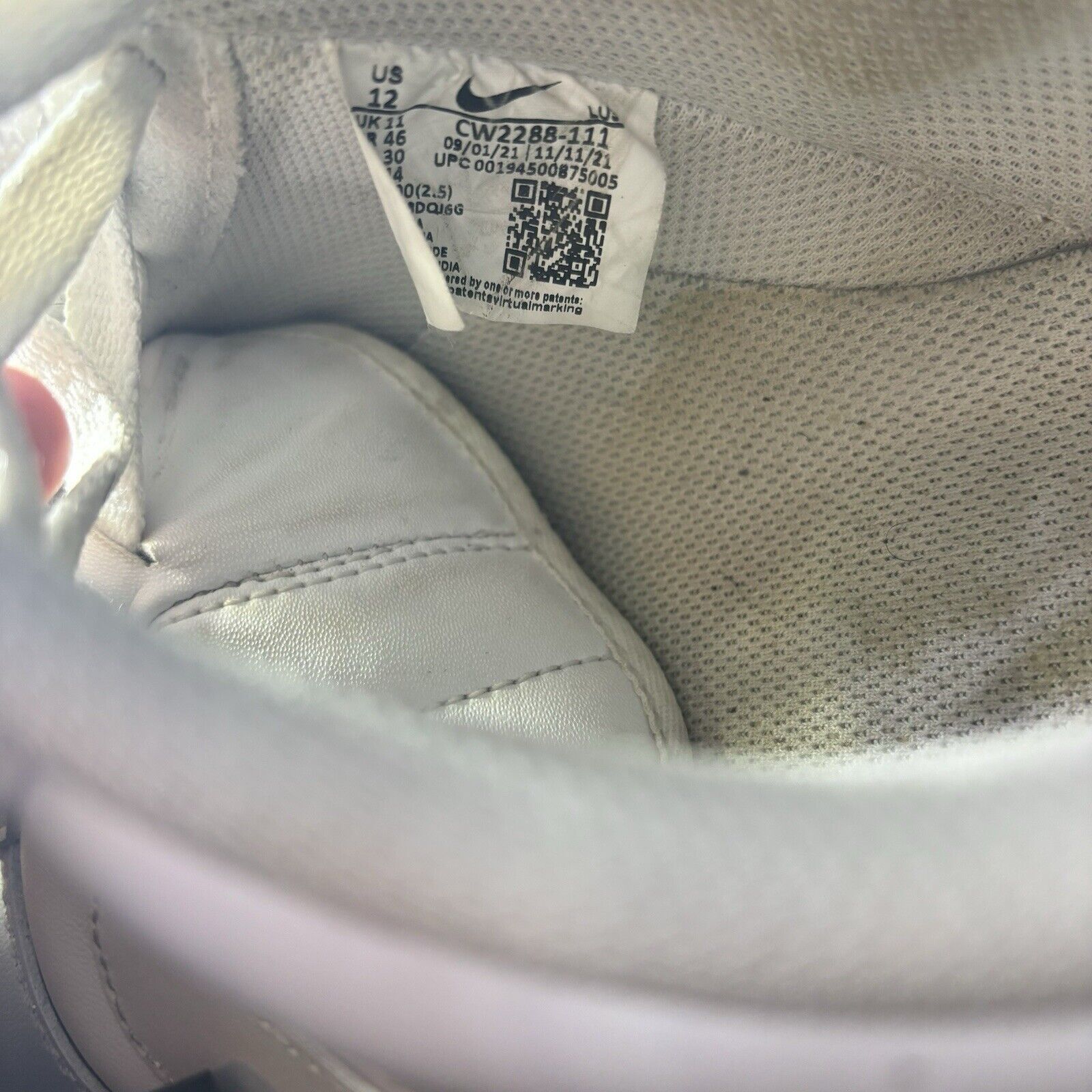 Nike Size 12 - Nike Air Force 1 '07 Low Triple White Size US 12 / EU 45 - 7 Thumbnail