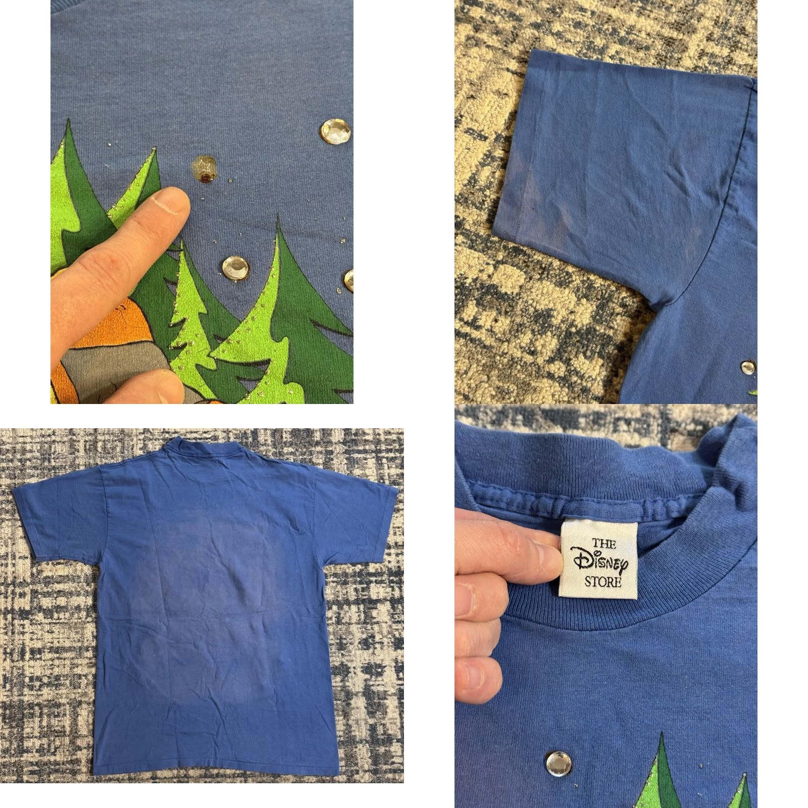 Disney VINTAGE Disney Shirt Mens XL Blue 90s Bambi Movie Promo Made USA Cartoon Bejeweled Size US XL / EU 56 / 4 - 8 Thumbnail