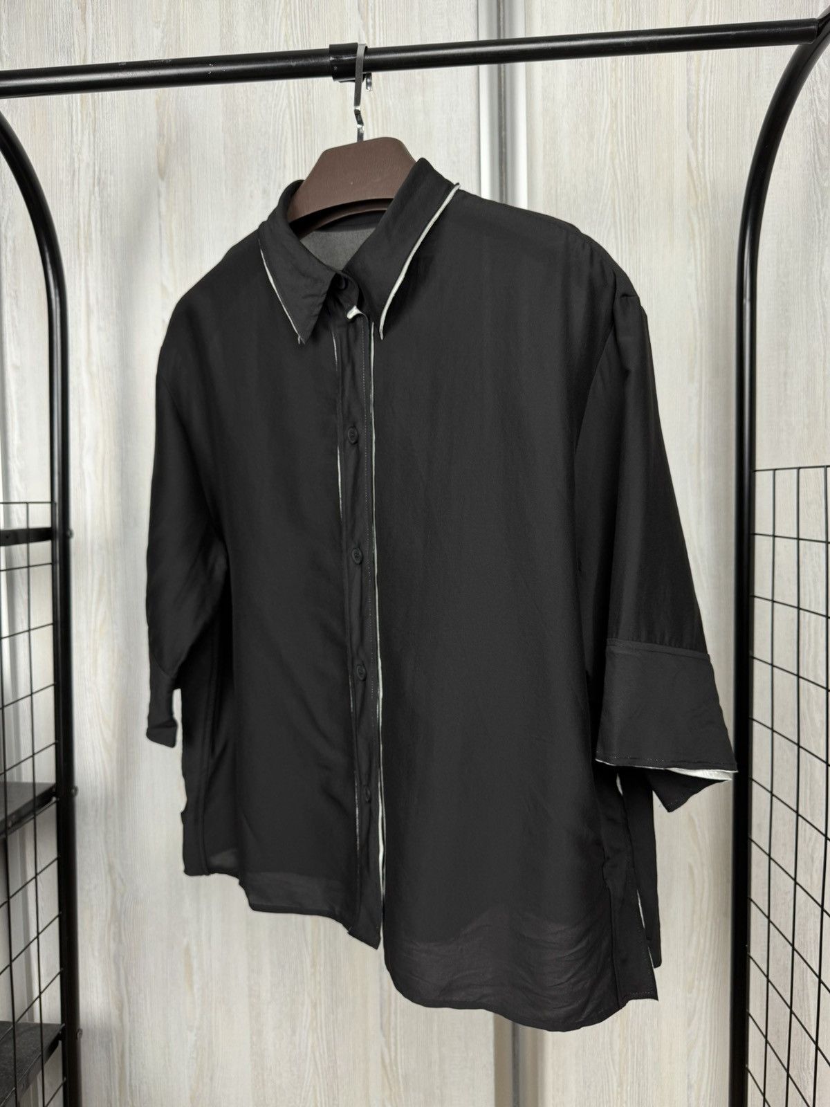 Annette Gortz Annette Gortz Black viscose silk avant garde blouse Size L / US 10 / IT 46 - 6 Thumbnail