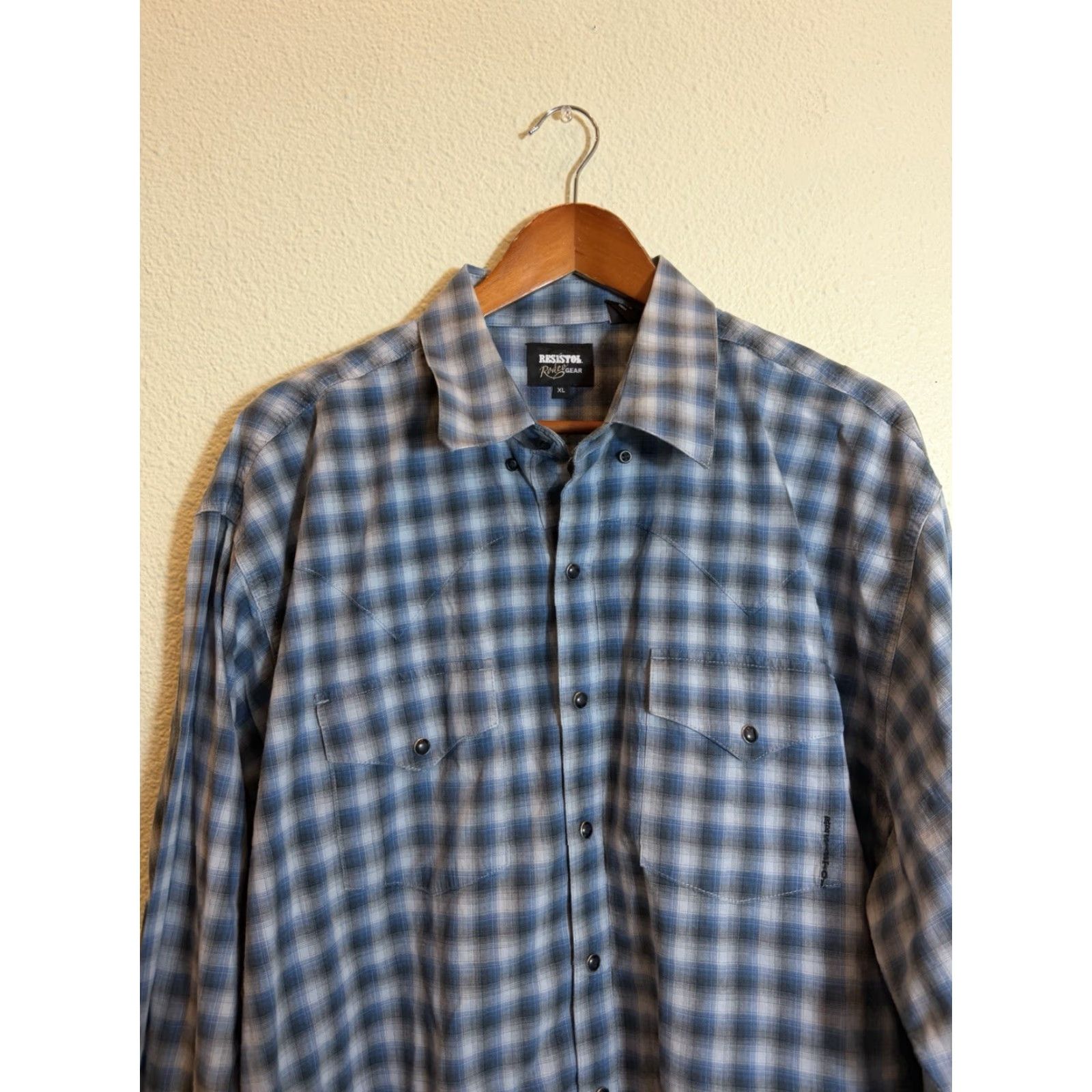Vintage Resistol Rodeo Gear Shirt Mens XL Long Sleeve Blue Plaid Pearl Snap Shirt Size US XL / EU 56 / 4 - 3 Thumbnail
