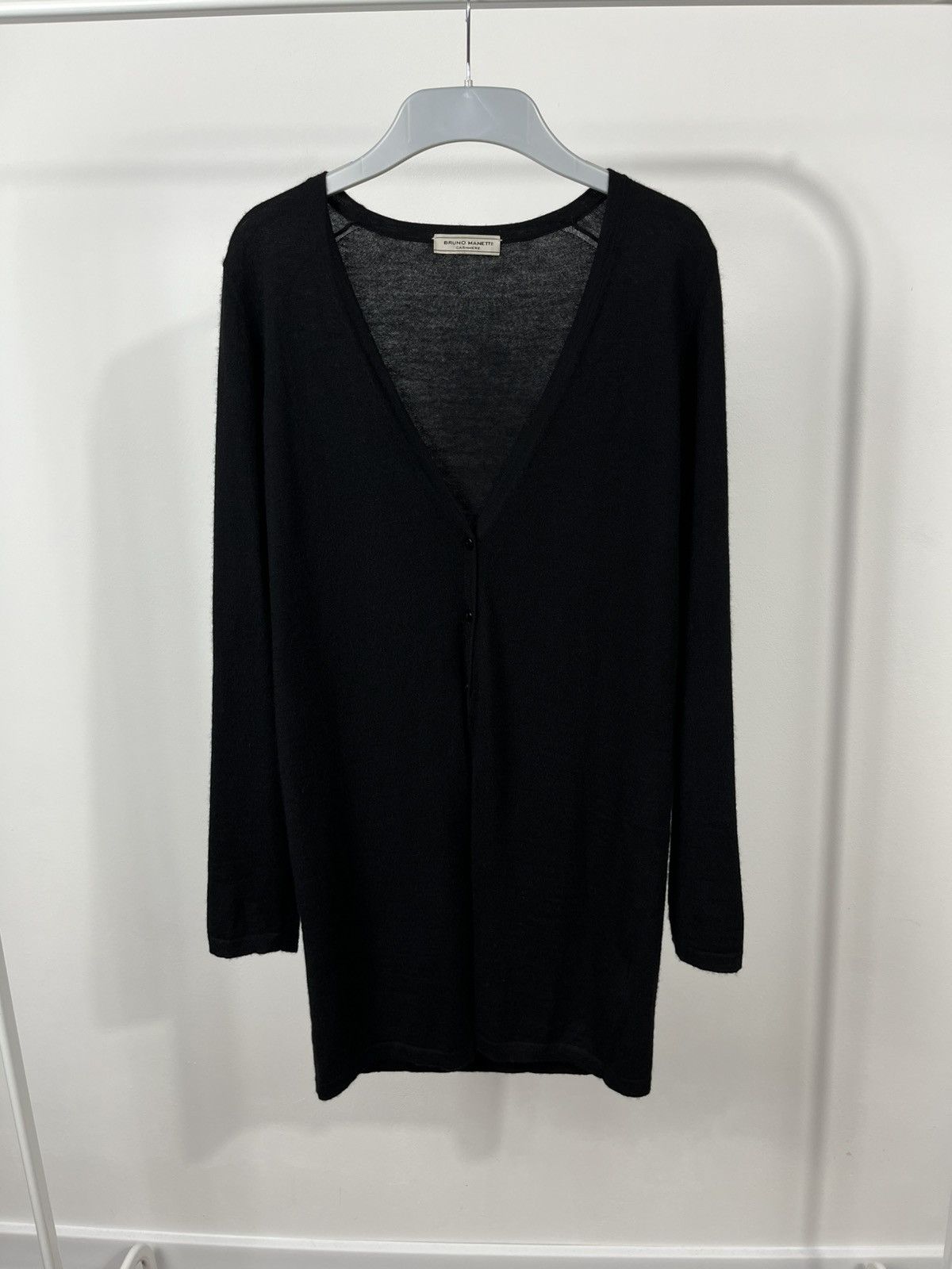 Designer Bruno Manetti Black Cashmere Long Cardigan IT 46 Women’s L Size L / US 10 / IT 46 - 1 Thumbnail