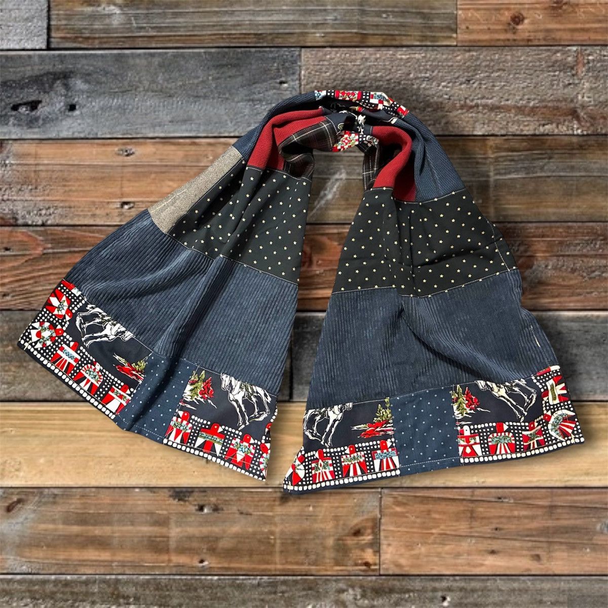 RRL Ralph Lauren CUSTOM RRL/ RL PATCHWORK SCARF (100% UPCYCLED RRL FABRIC) Size ONE SIZE - 2 Thumbnail
