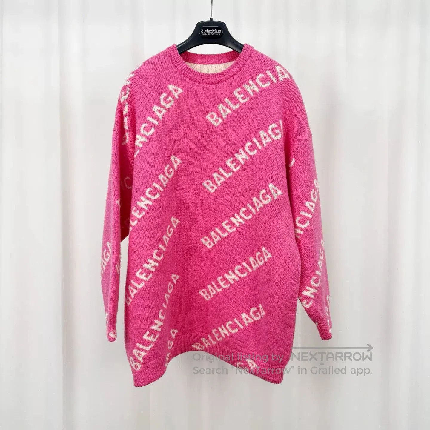 Balenciaga pink balenciaga knit sweater with logo. Size M / US 6-8 / IT 42-44 - 1 Thumbnail