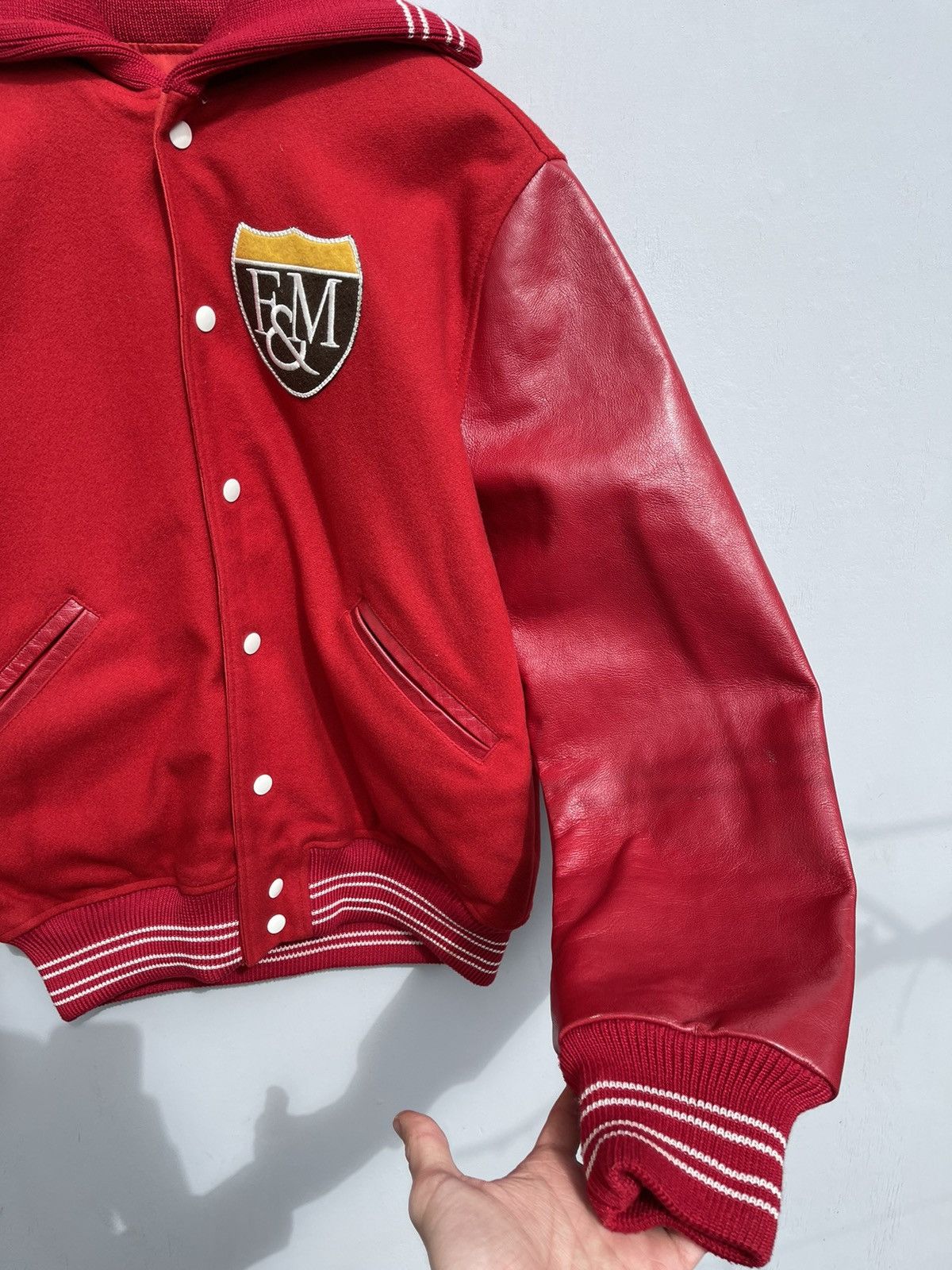 Franklin & Marshall Franklin & Marshall Reversible Varsity Leather Jacket Size US XL / EU 56 / 4 - 3 Thumbnail