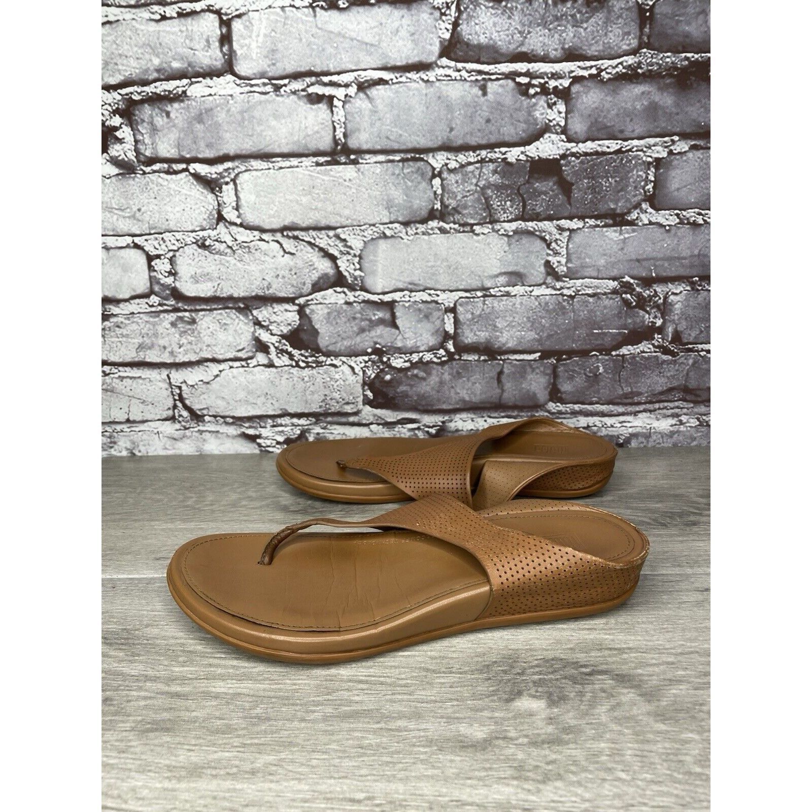 Other FITFLOP V35-592 Brown Leather Flip Flops Wedge Sandals Wome Size US 8 / IT 38 - 10 Thumbnail