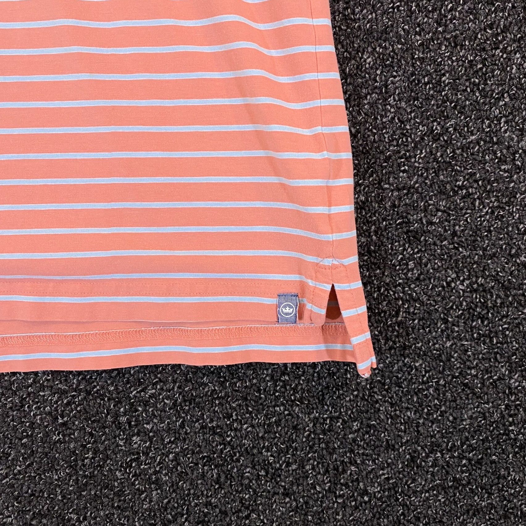 Peter Millar PETER MILLAR Polo Shirt Mens Large Golf Salmon Pink Blue Striped Sport Shirt Size US L / EU 52-54 / 3 - 5 Thumbnail