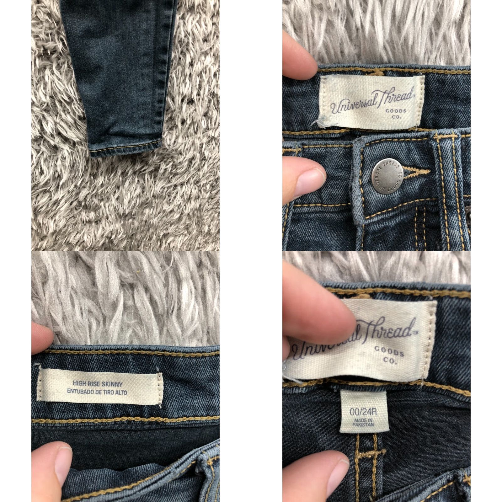 Vintage Universal Thread High Rise Skinny Jeans Size 00 Womens Dark Wash Blue Denim Size 24" / US 00 / IT 34 - 8 Thumbnail