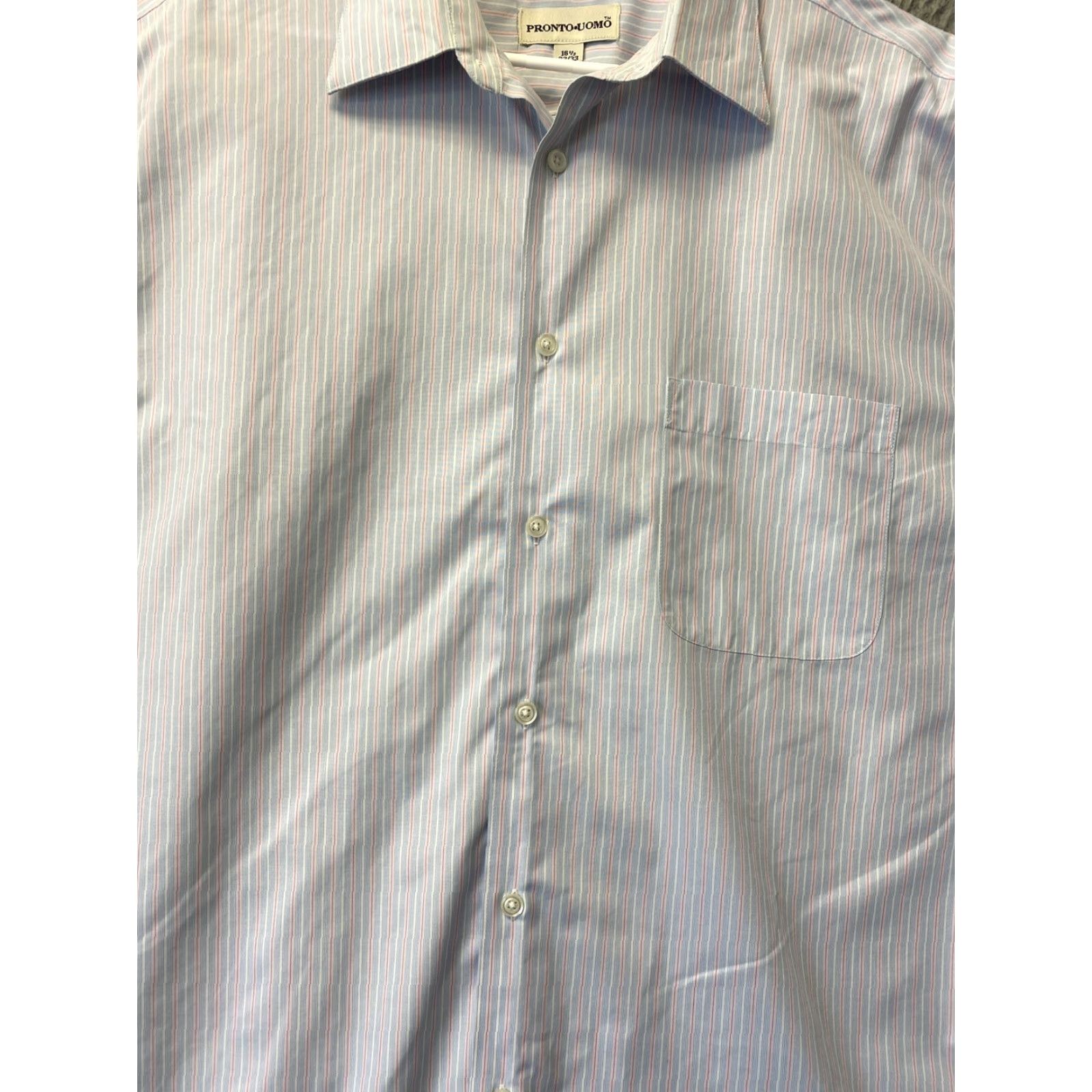 Pronto Uomo Pronto Uomo Non-Iron Long Sleeve Dress Shirt Men Size 16.5 32/33 Striped Cotton Multicolor Business Casual Size 42R - 2 Thumbnail