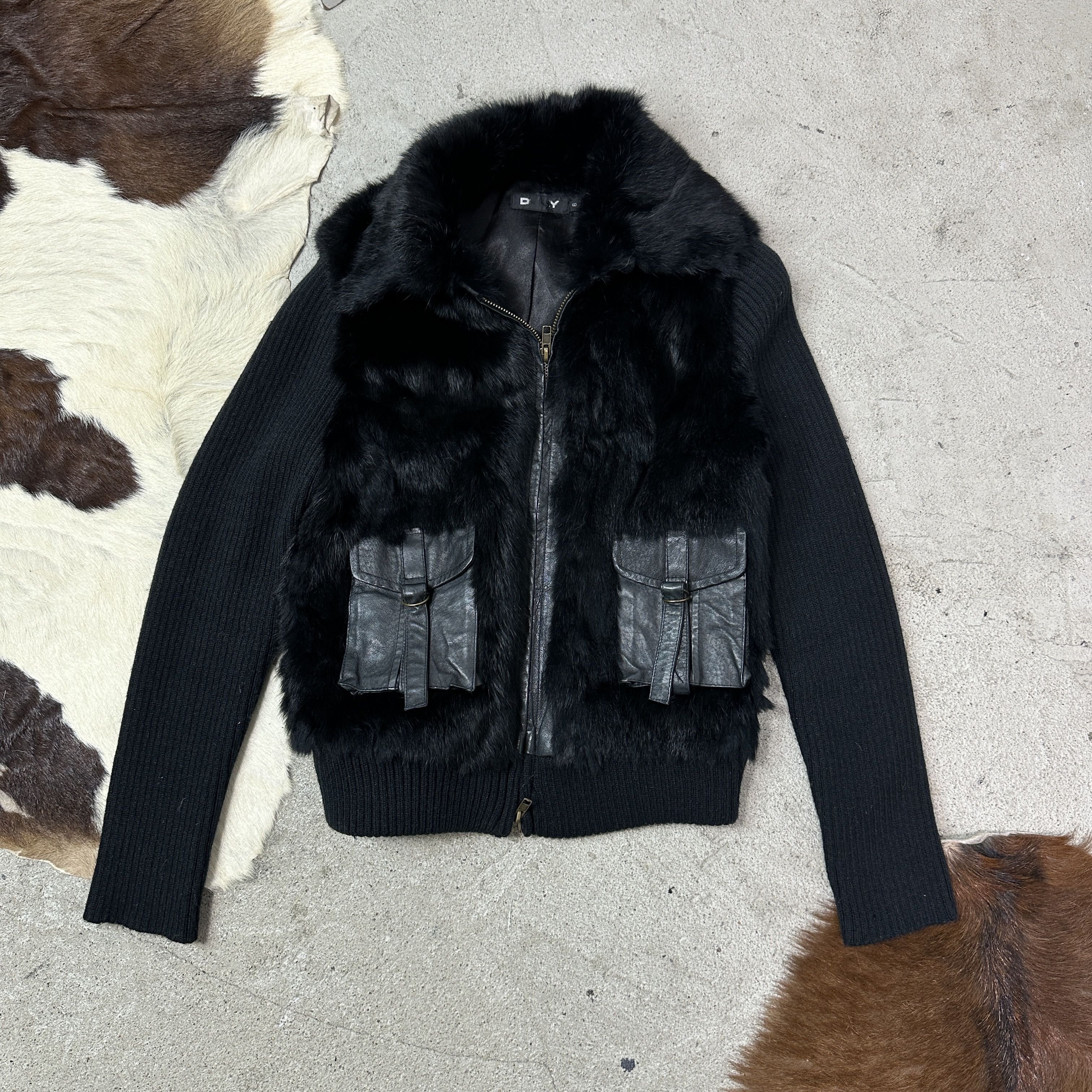 DKNY Vintage Avant Garde Rabbit Real Fur DKNY Jacket Y2K Size S / US 4 / IT 40 - 5 Thumbnail