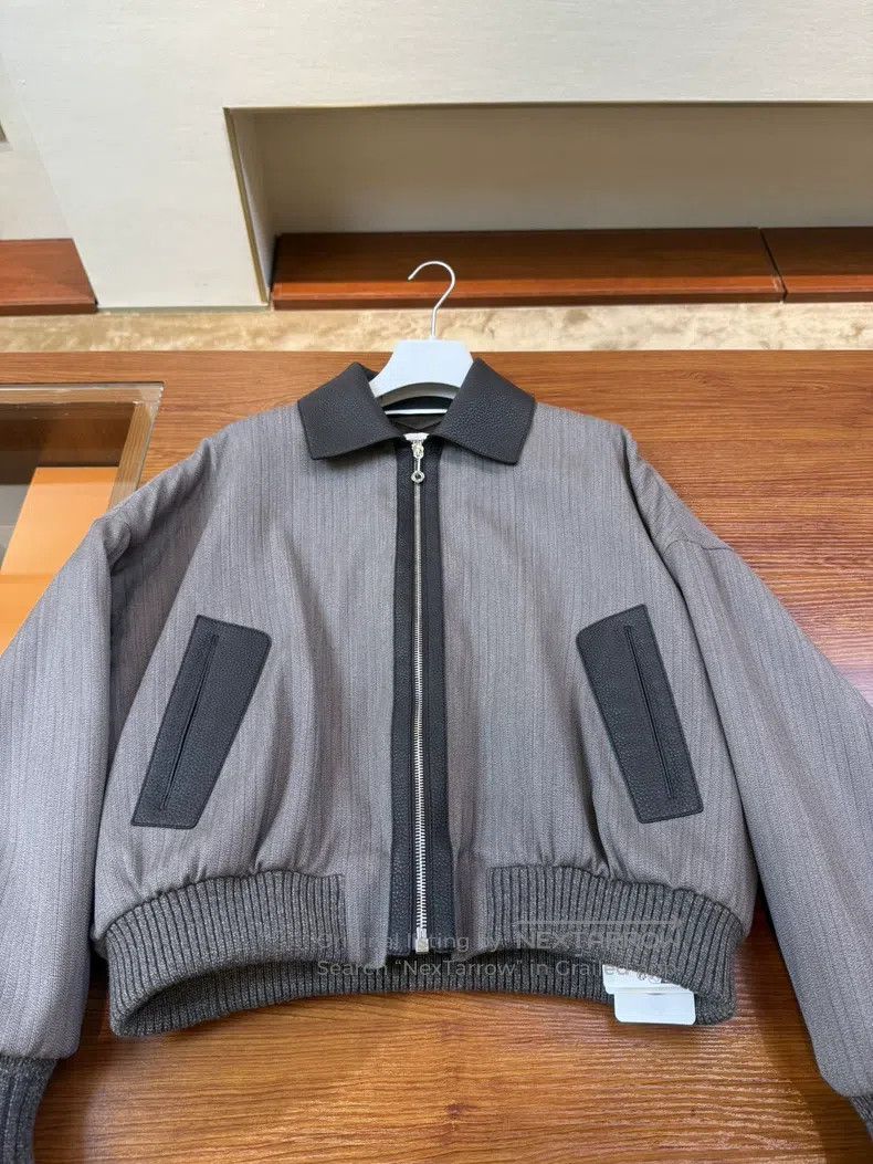 Hermes Hermes Wool Blend Jacket with Grey and Black Leather Panel Size XS / US 0-2 / IT 36-38 - 1 Thumbnail