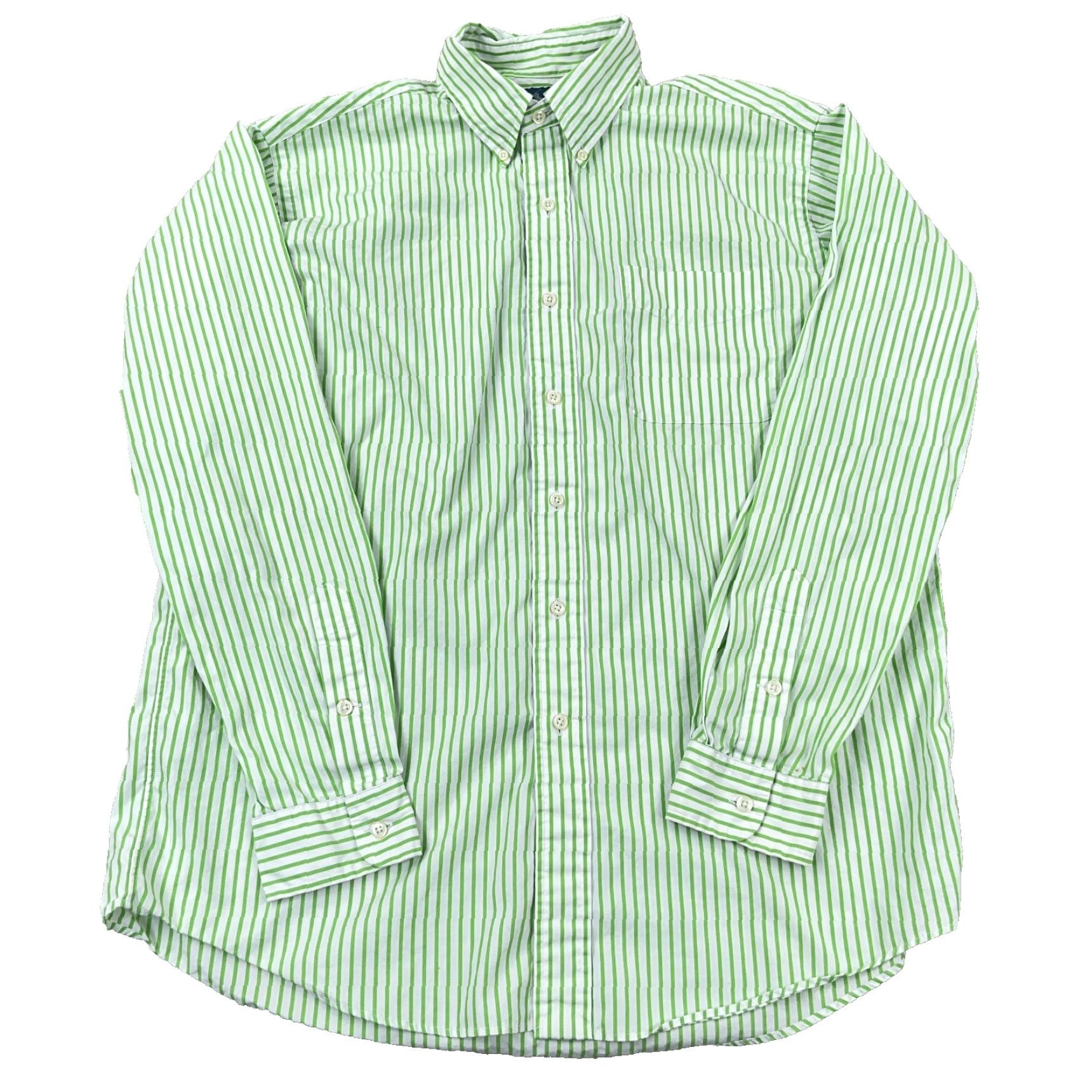 Ralph Lauren Ralph Lauren Button-Up Shirt Men Large Green Striped Poplin Dress A2* Regular Fit Size 42R - 2 Thumbnail
