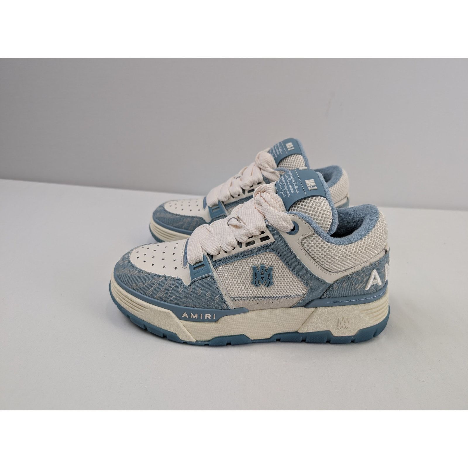 Amiri o1rshd1 Bandana Denim MA-1 Sneakers in Dusty Blue Size US 11 / EU 44 - 7 Thumbnail