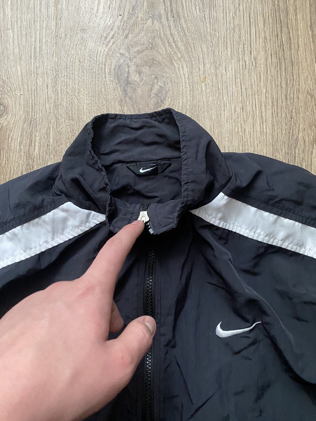 Nike × Vintage Nike vintage Y2K drill big/logo swoosh nylon jacket Size US S / EU 44-46 / 1 - 3 Thumbnail