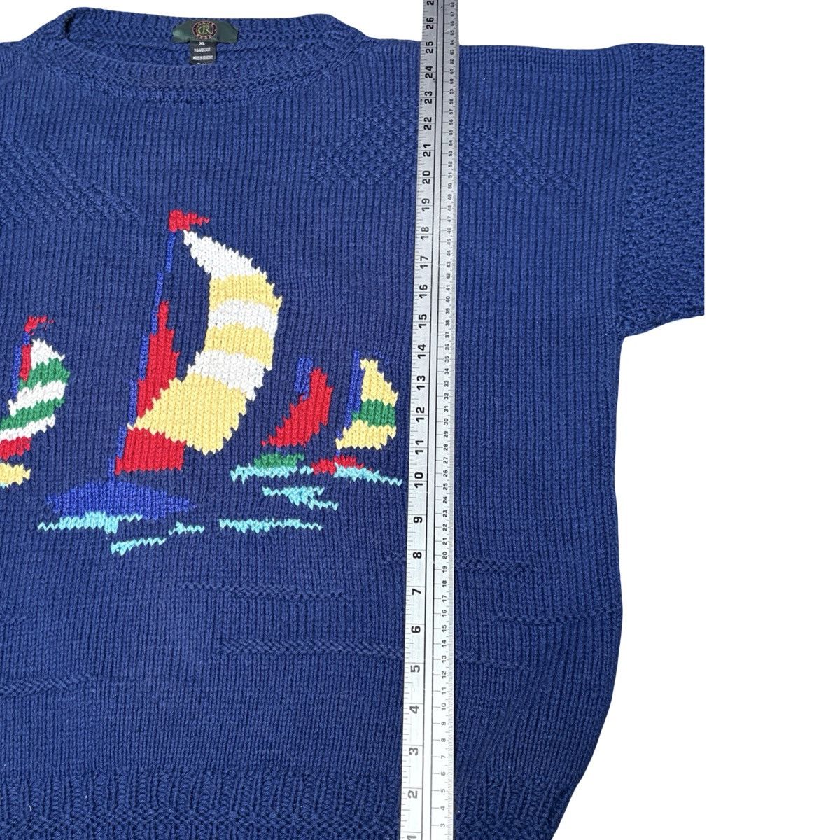 Club Room Vintage 90s HandKnit Sailbot Yacht Sweater Navy PRL Style XL Size US XL / EU 56 / 4 - 6 Thumbnail