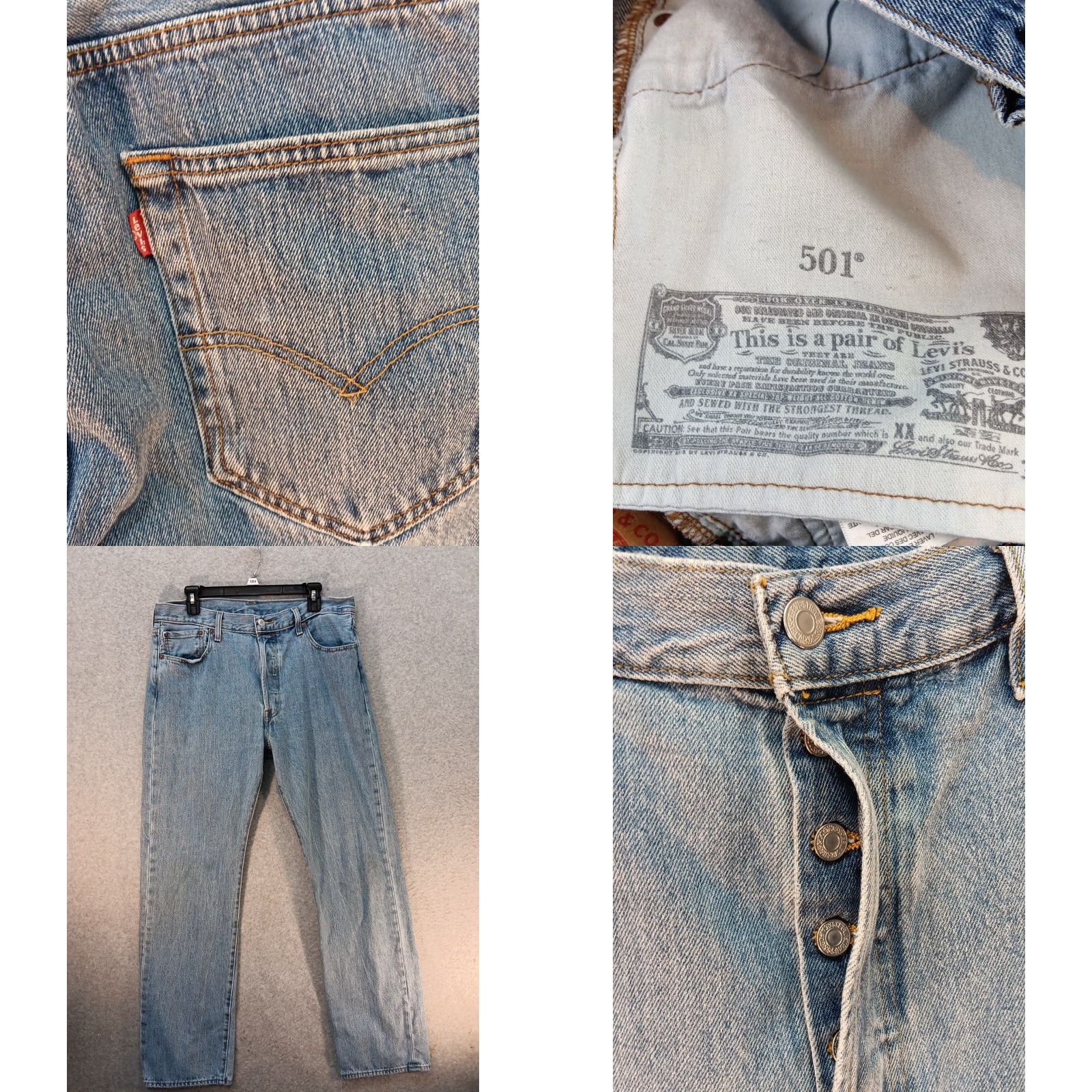 Levi's VINTAGE Levis 501 Jeans Mens 35x32 Blue Straight Button Fly Denim Lot Of 2 Levi's 501 Series 90s Womens? Wait Size US 35 - 9 Thumbnail