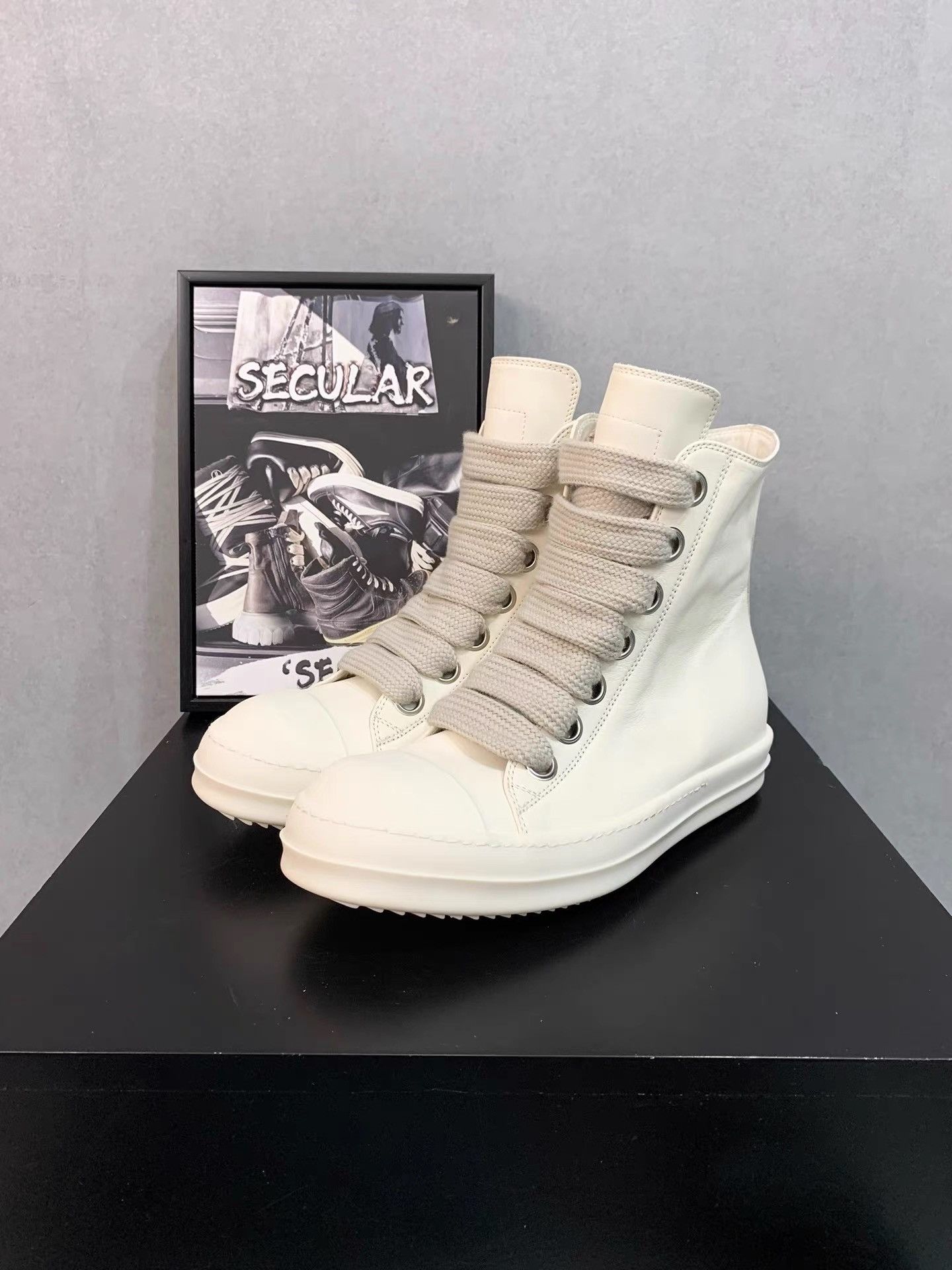 Rick Owens Rick Owens 24SS Mainline Thick Laces High Top Sneakers K34 Size US 5 / IT 35 - 1 Thumbnail