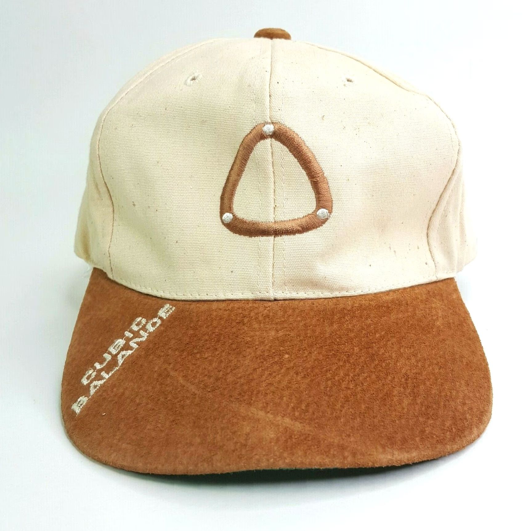 Vintage VINTAGE Cubic Balance Golf Hats Suede Brim Adjustable Baseball Cap Ivory 90s Golf Casual Outdoor Retro PGA Mens Hat Size ONE SIZE - 2 Thumbnail