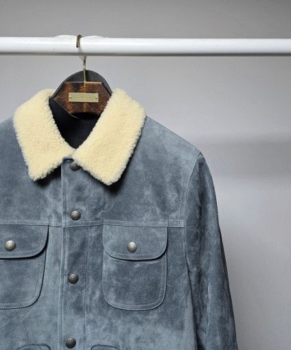 Tom Ford o1sm1stk0824 Suede Jacket in Blue Gray Size US M / EU 48-50 / 2 - 2 Thumbnail