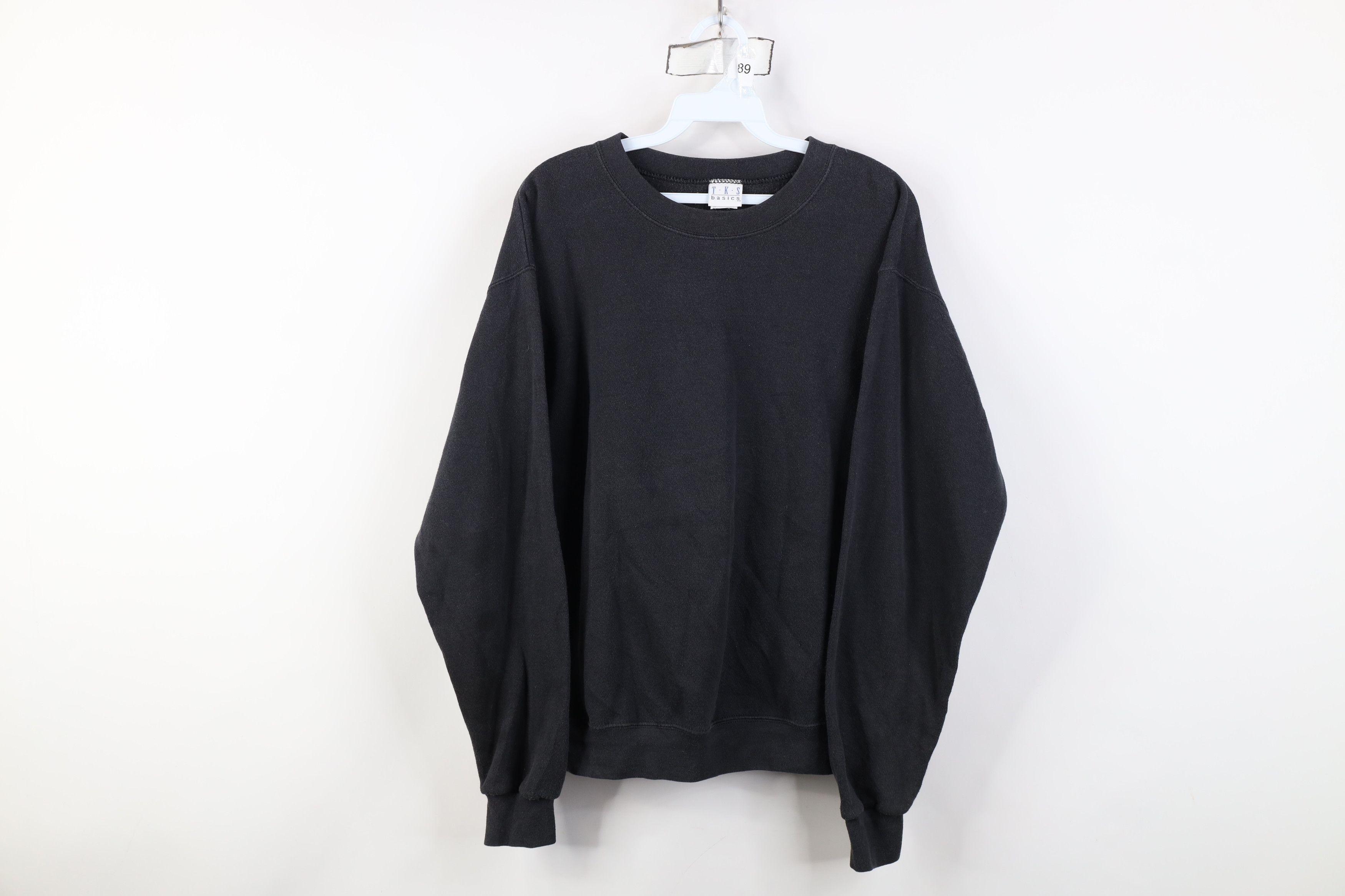Vintage Vintage 90s Streetwear Blank Crewneck Sweatshirt Black Size L / US 10 / IT 46 - 1 Thumbnail