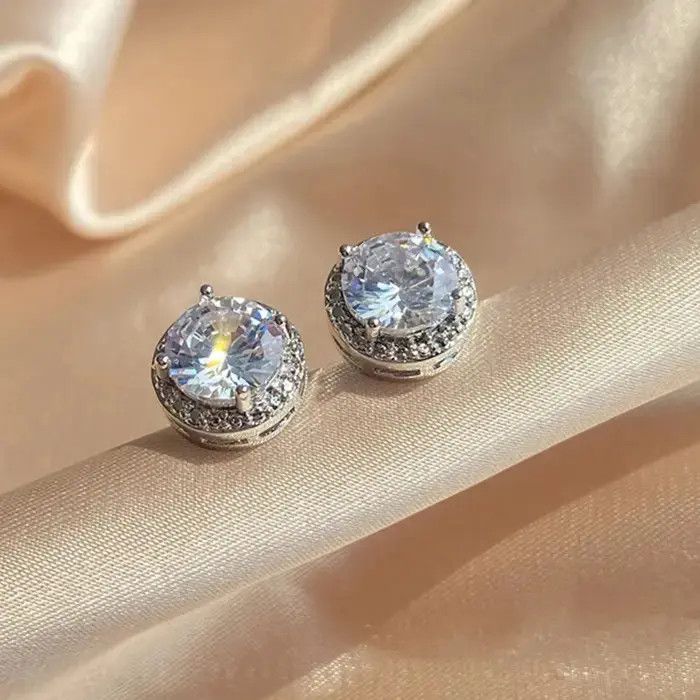 Jewelry Cubic Silver Style Rhinestone Earrings Size ONE SIZE - 1 Thumbnail