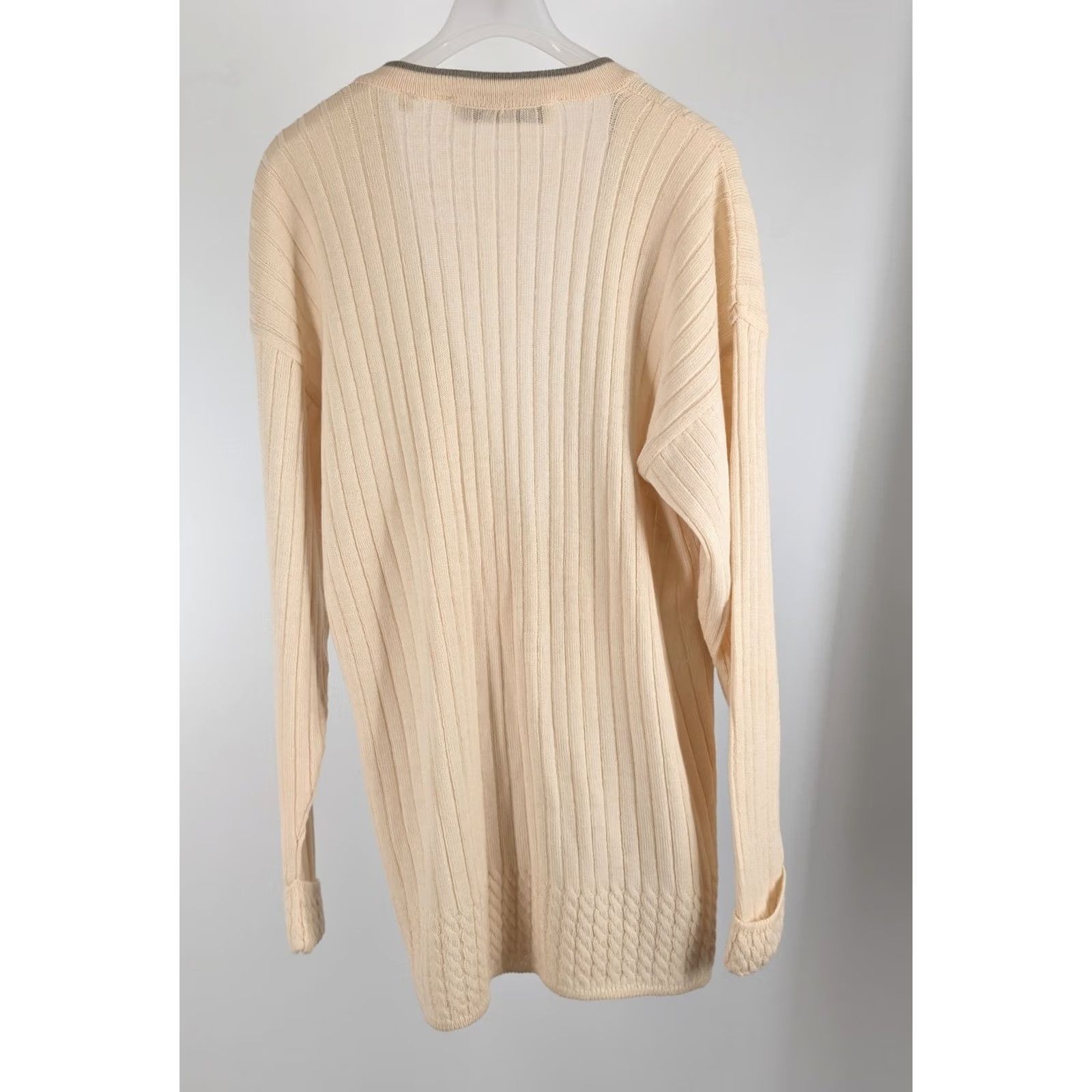 Karl Lagerfeld VINTAGE Karl Lagerfeld Cardigan Sweater Dress Women S Ivory Cream 80s Italy Knit Oversized Ribbed Cable Knit Casual Party/Cocktail Travel Business Size S / US 4 / IT 40 - 3 Thumbnail
