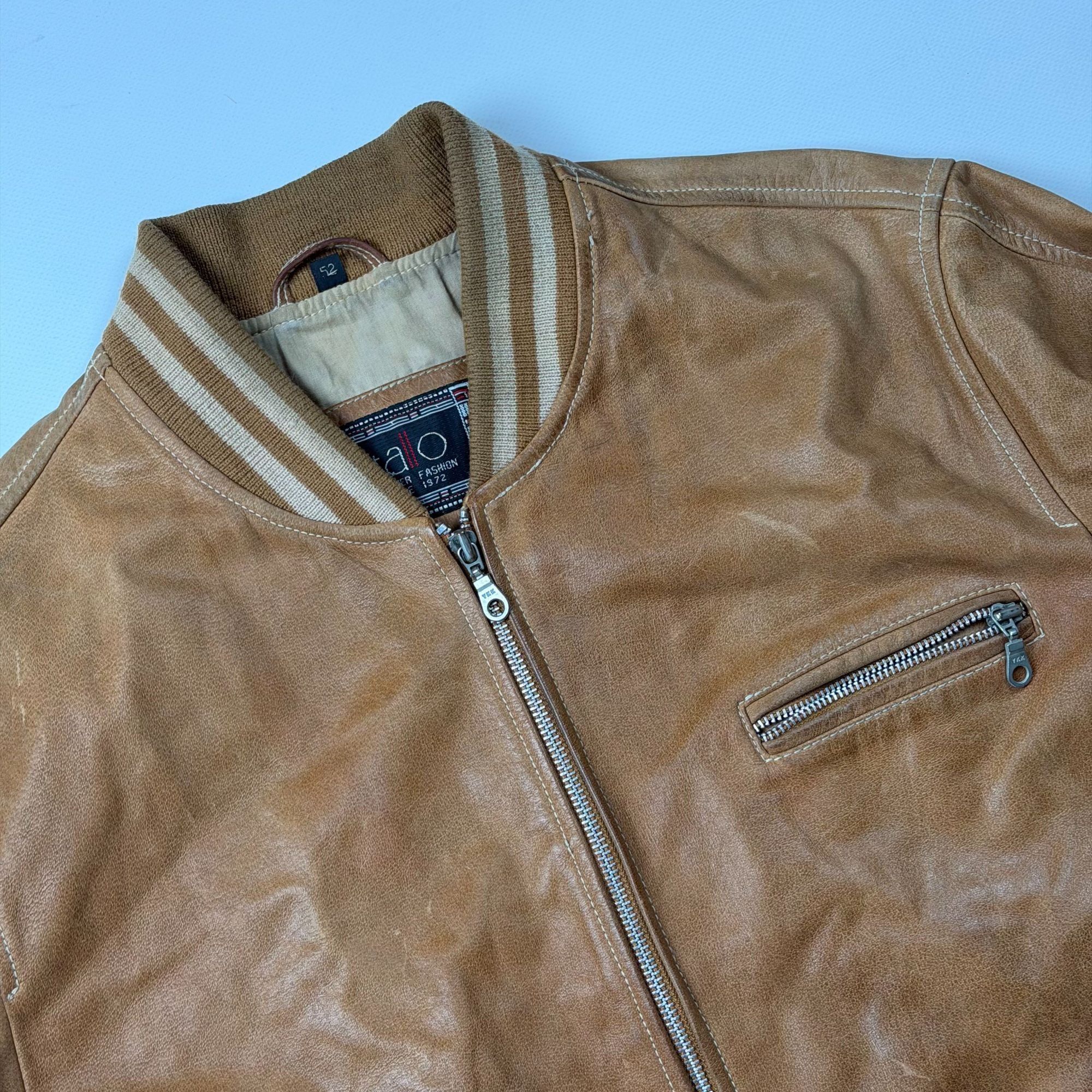 Vintage Vintage 90s Brown Leather Bomber Jacket American Aviator Pil Size US L / EU 52-54 / 3 - 3 Thumbnail