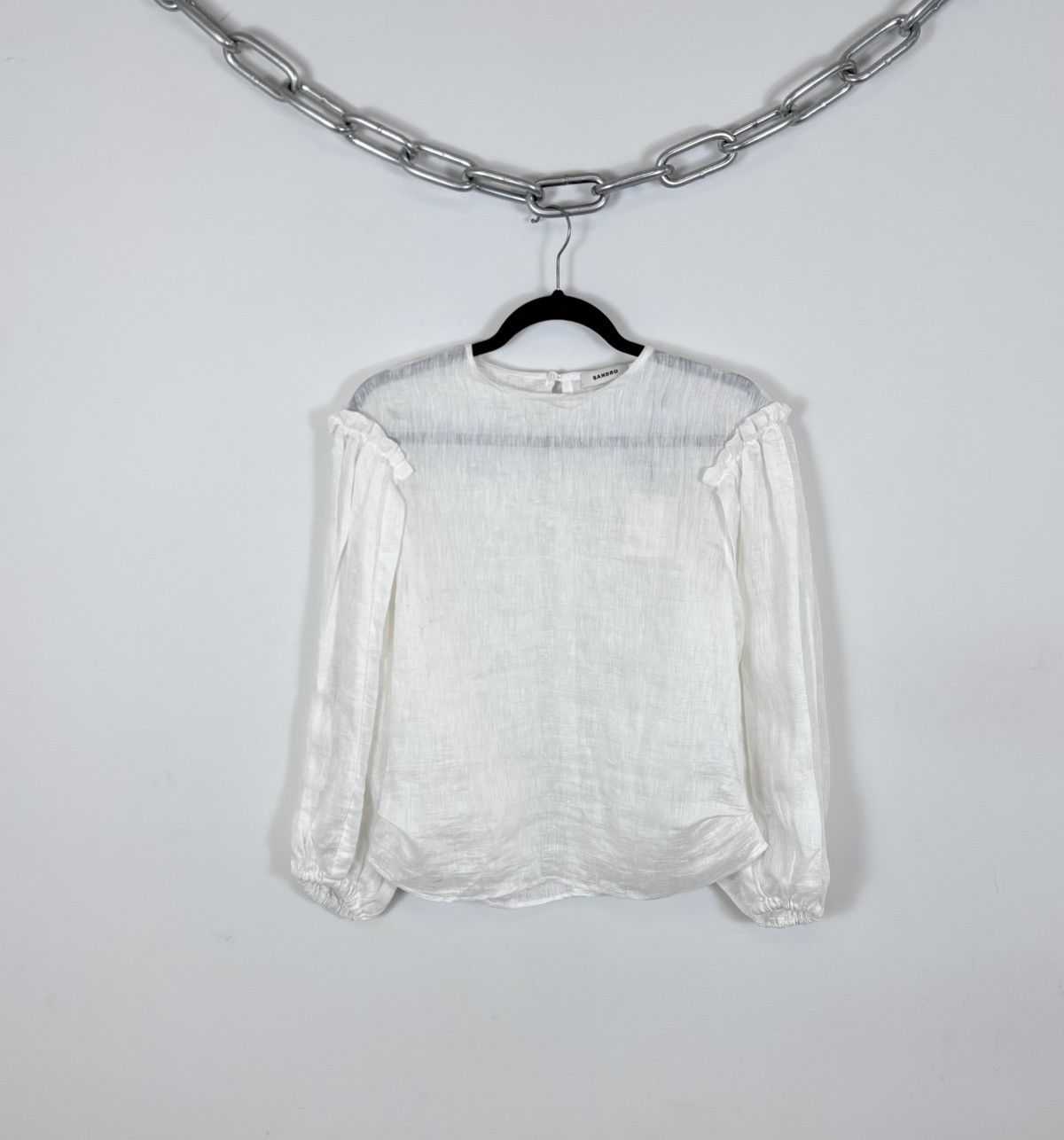 Sandro Sandro NWT Women’s White Babydoll Linen Blend Blouse Top Size S / US 4 / IT 40 - 1 Thumbnail