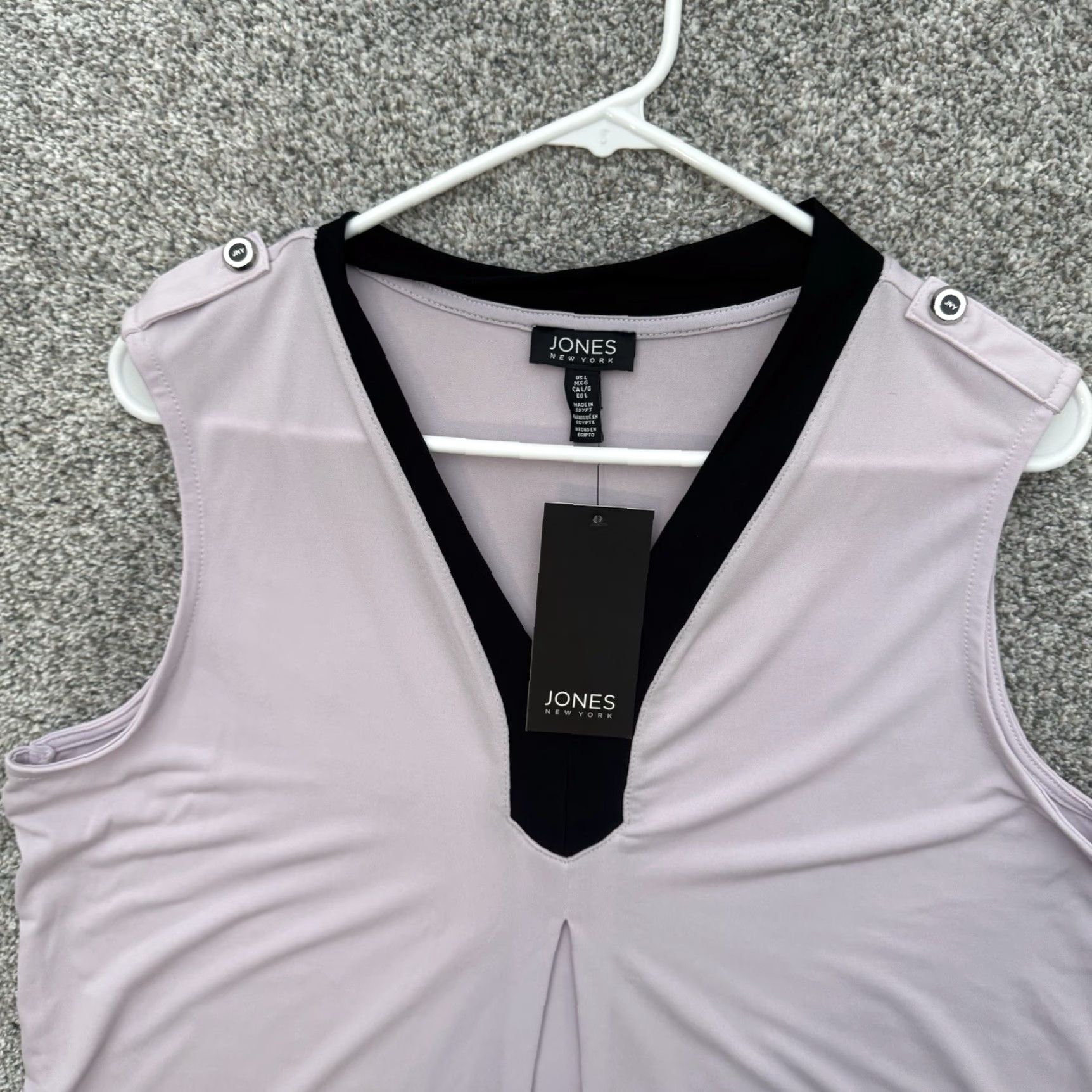 Jones New York Jones New York Top Blouse V-Neck Sleeveless Purple L Large Women Business Casual Timeless Classic Feminine Polo Pullover Workwear Party/Cocktail Size L / US 10 / IT 46 - 2 Thumbnail