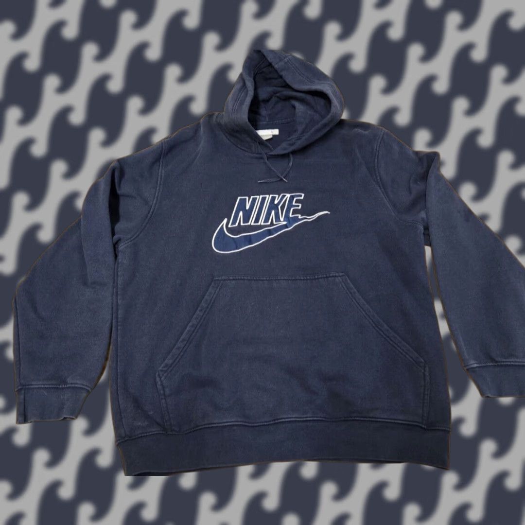 Nike VINTAGE Nike Sportswear Hoodie Spellout Center Logo Silver Tag Large Blue Size US L / EU 52-54 / 3 - 1 Thumbnail