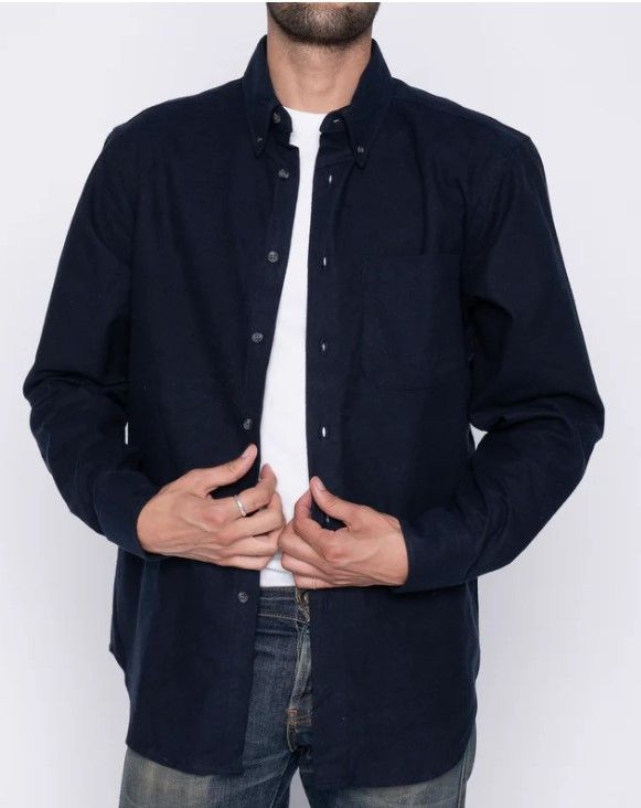 Naked & Famous Easy Shirt - Solid Flannel - Navy Size US M / EU 48-50 / 2 - 5 Thumbnail
