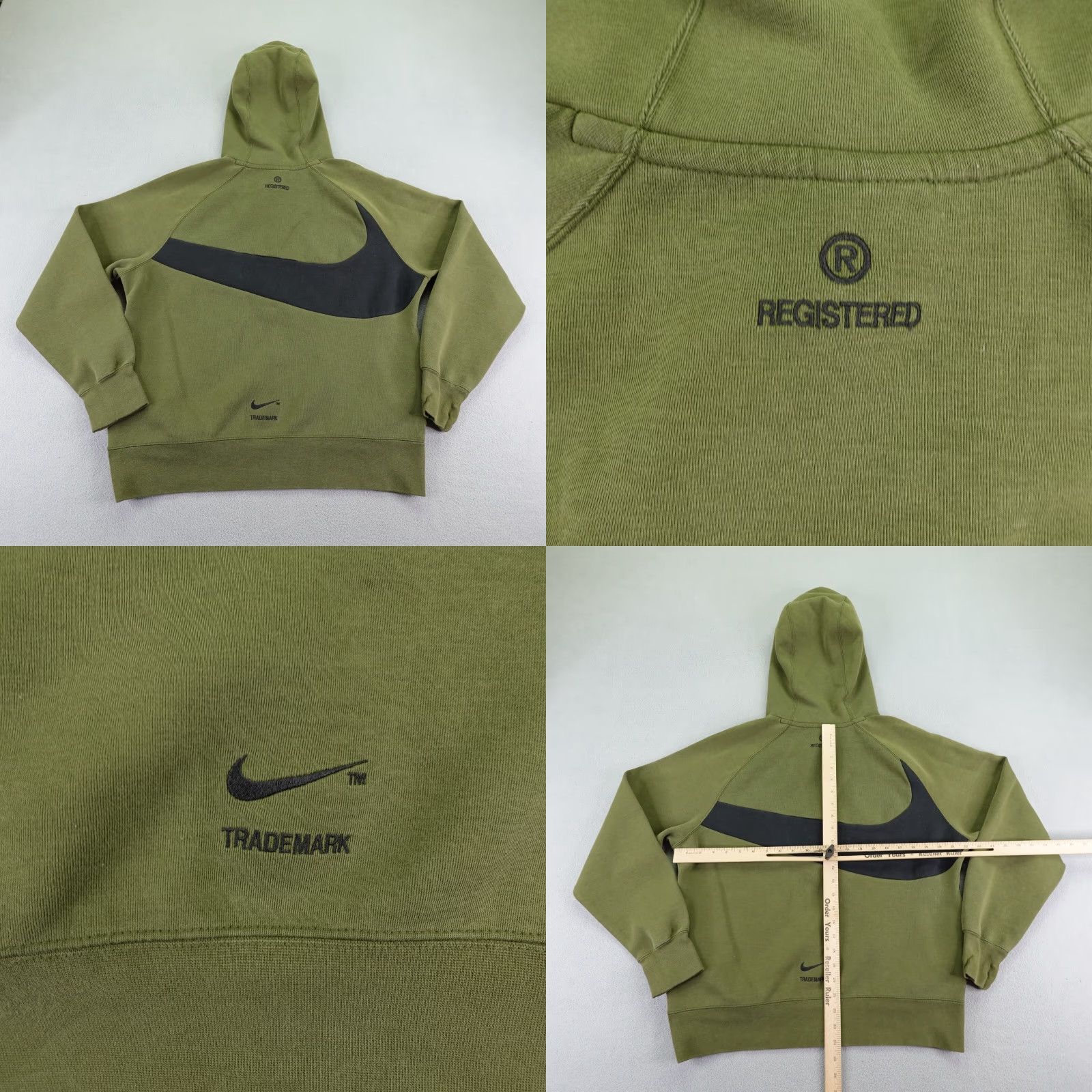 Nike VINTAGE Nike Hoodie Men M Green Swoosh Tech Fleece Jogging Pullover Sweater Gym Logo Pullover Hooded Pockets Running 90s Mens Size US M / EU 48-50 / 2 - 8 Thumbnail