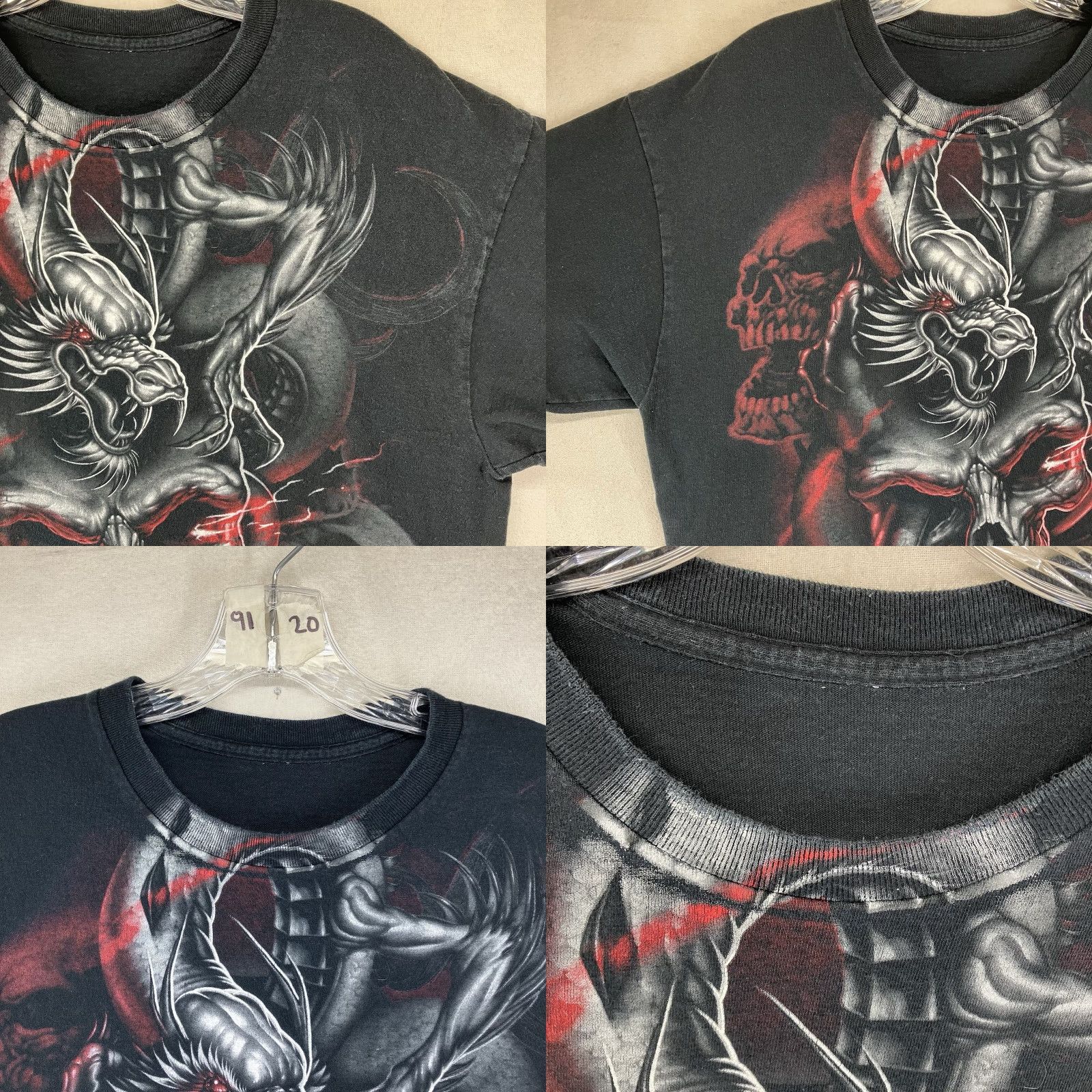Vintage VINTAGE Dragon Skull T Shirt Oversized Graphic Print 2000s Black Crew Neck M Adult Medium Mens Gothic Grunge Metal Emo Band Accessories Size US M / EU 48-50 / 2 - 8 Thumbnail