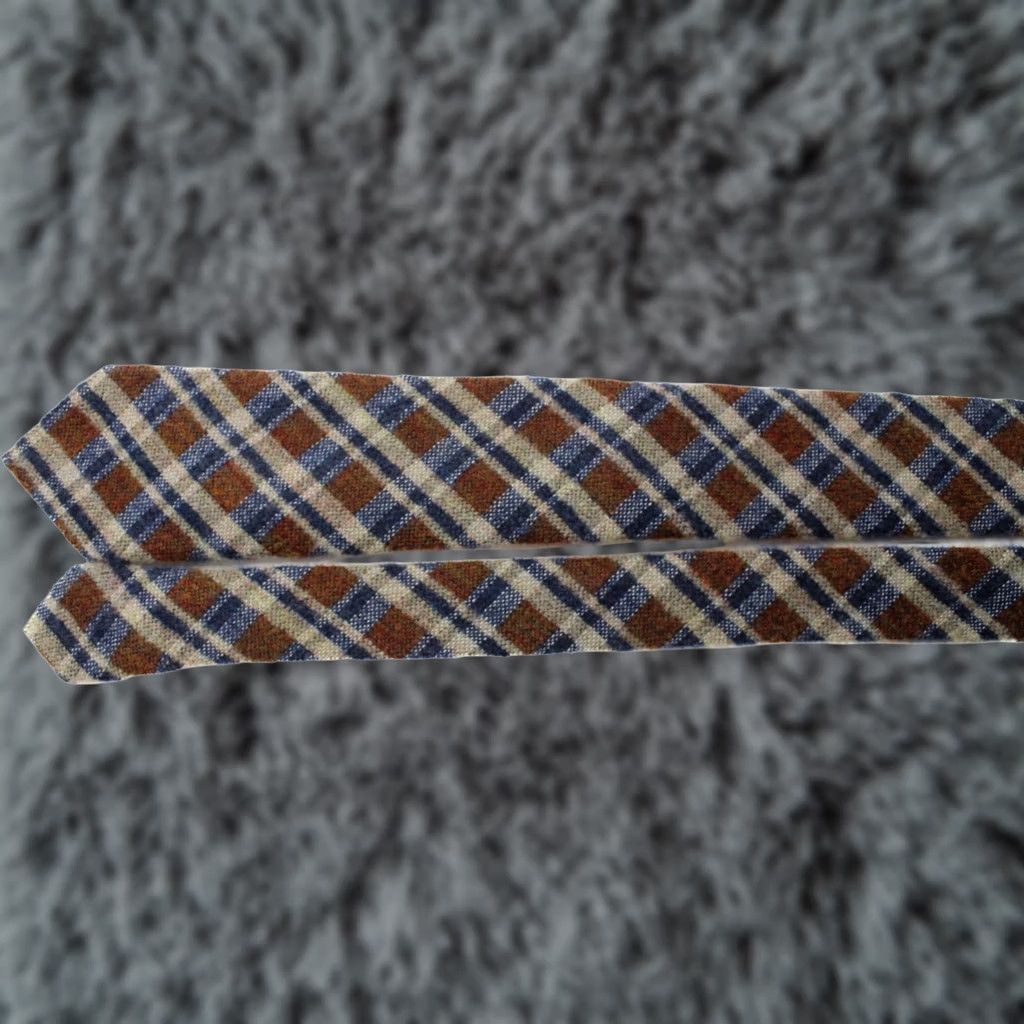 Suitsupply Suitsupply Tie Men's 151 X 8 CM Silk Wool Blend Blue Check Pattern Classic Tie Size ONE SIZE - 1 Thumbnail
