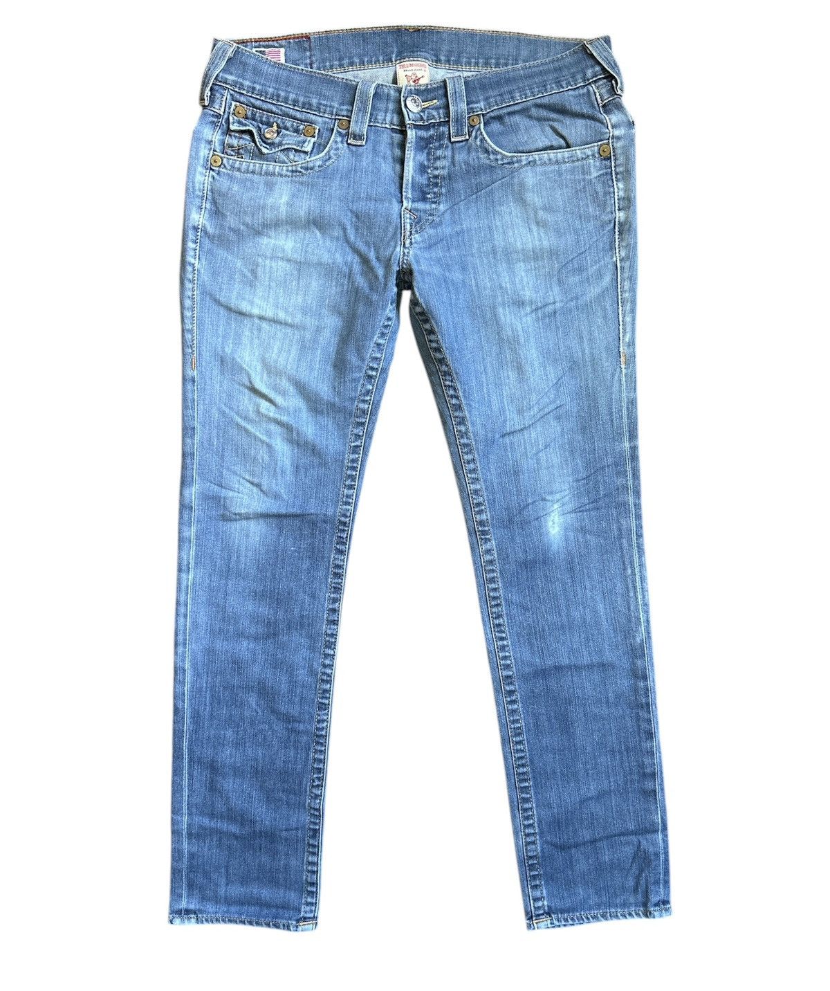 True Religion × Vintage True Religion Blue Zach Relaxed Straight Jeans Size 33x34 Size US 33 - 2 Thumbnail