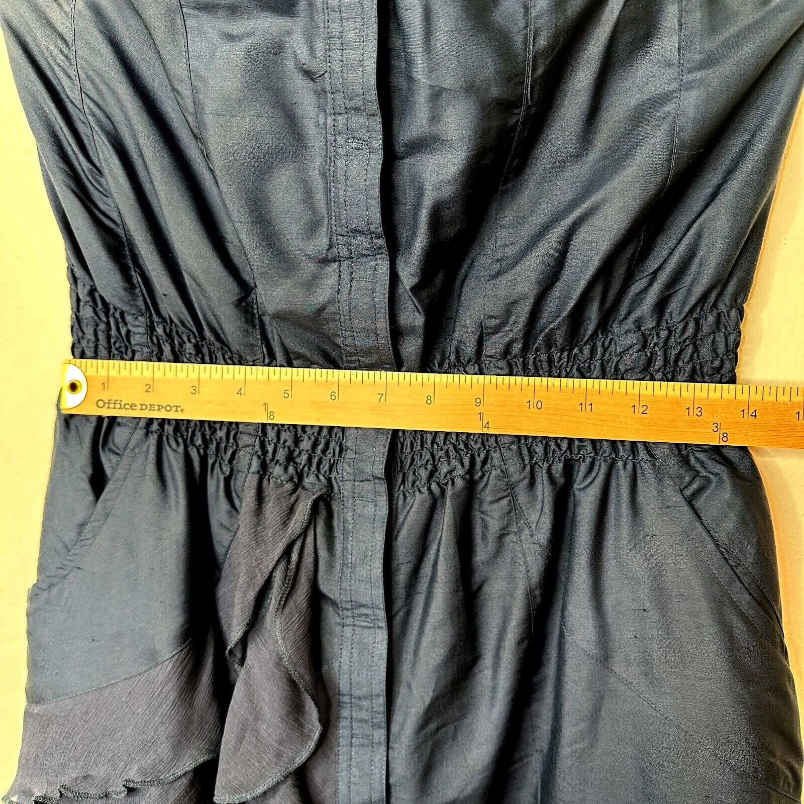 Modern Amusement Modern Amusement Strapless Navy Button Ruffle Dress Silk 6 Size M / US 6-8 / IT 42-44 - 13 Thumbnail