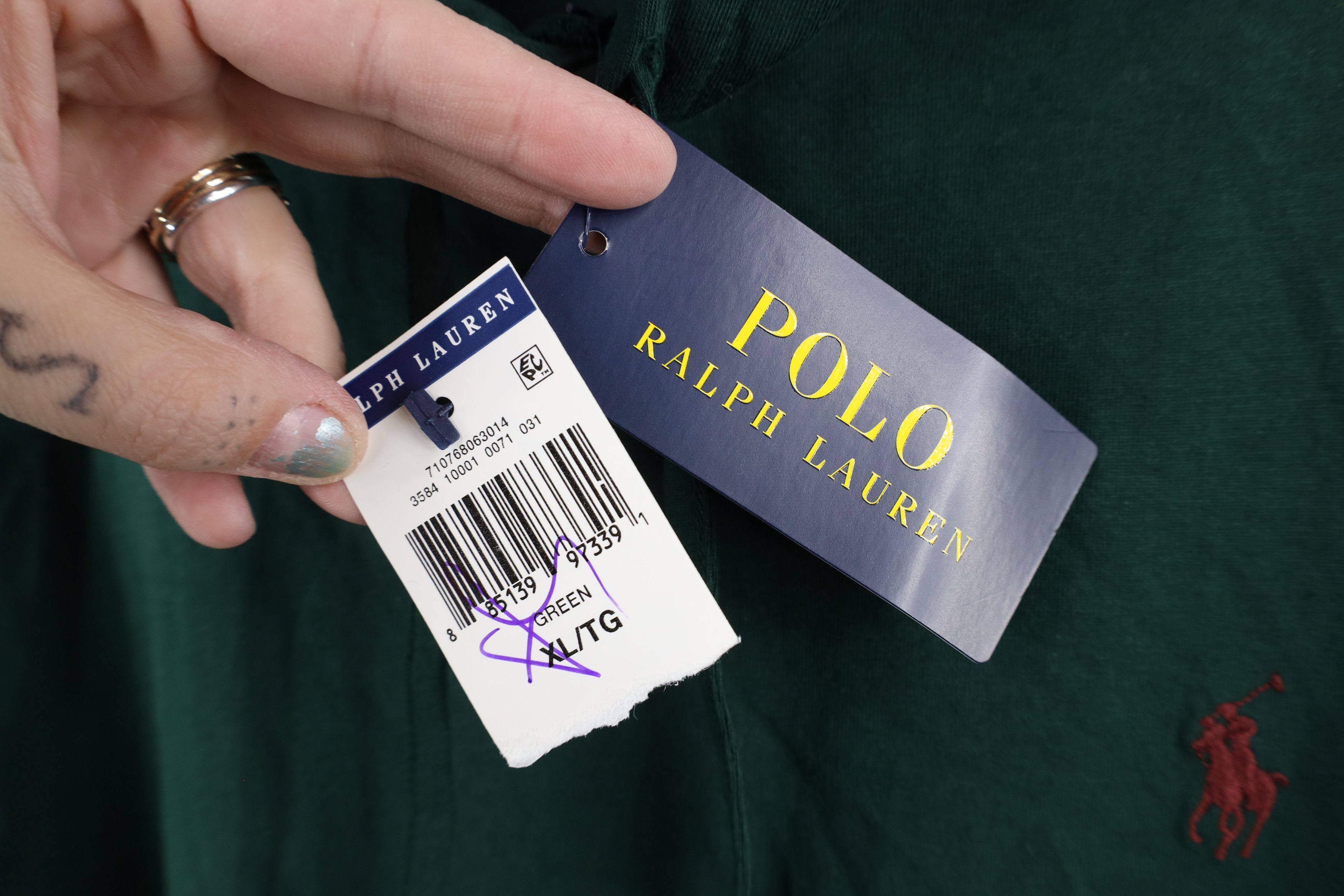 Ralph Lauren × Vintage New Ralph Lauren Long Sleeve Hoodie Hooded T-Shirt Green Size US XL / EU 56 / 4 - 5 Thumbnail