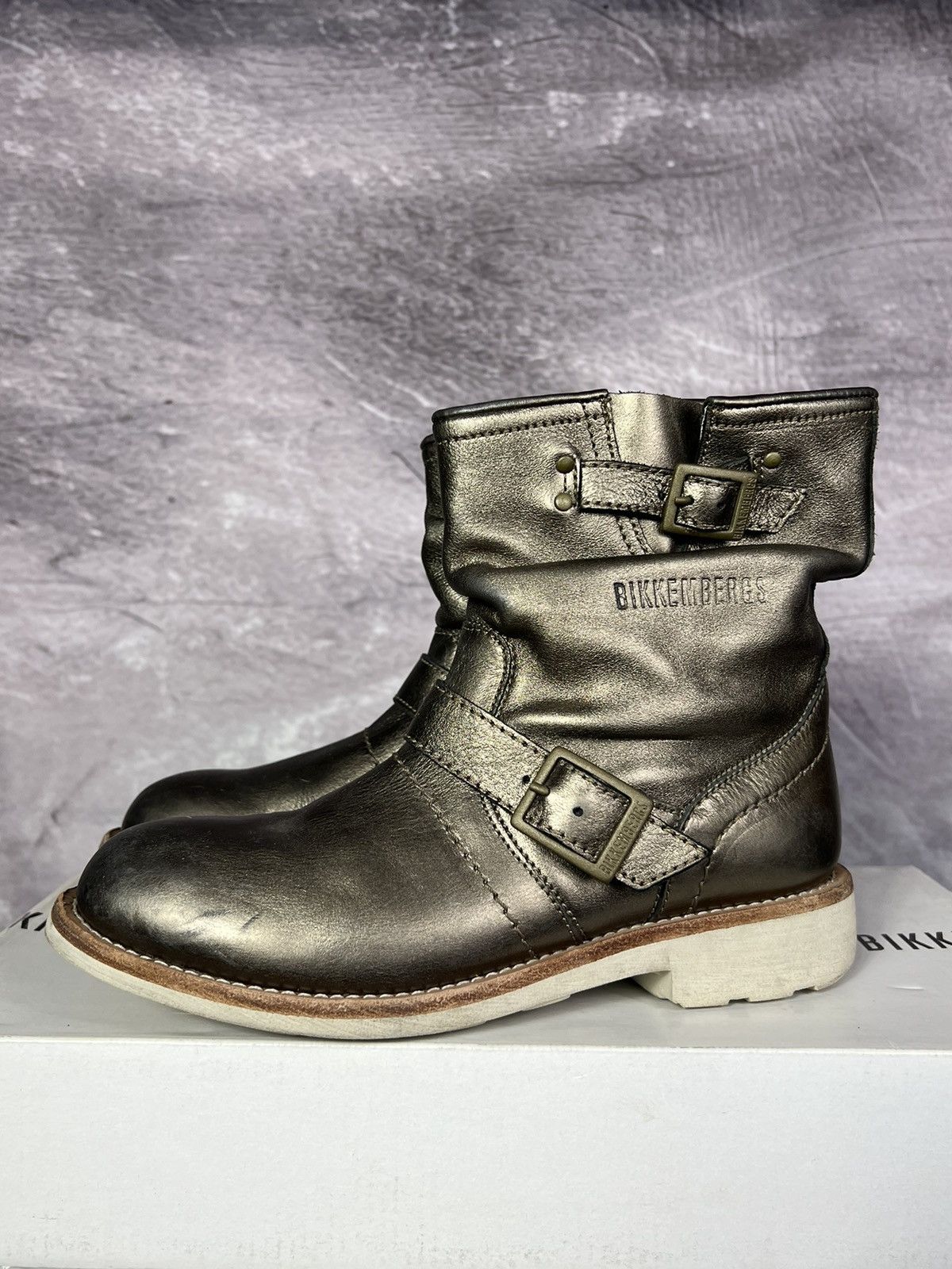 Dirk Bikkembergs Dirk Bikkembergs Archival Crumpled Gold Engineered Boots Size US 5 / EU 37 - 3 Thumbnail