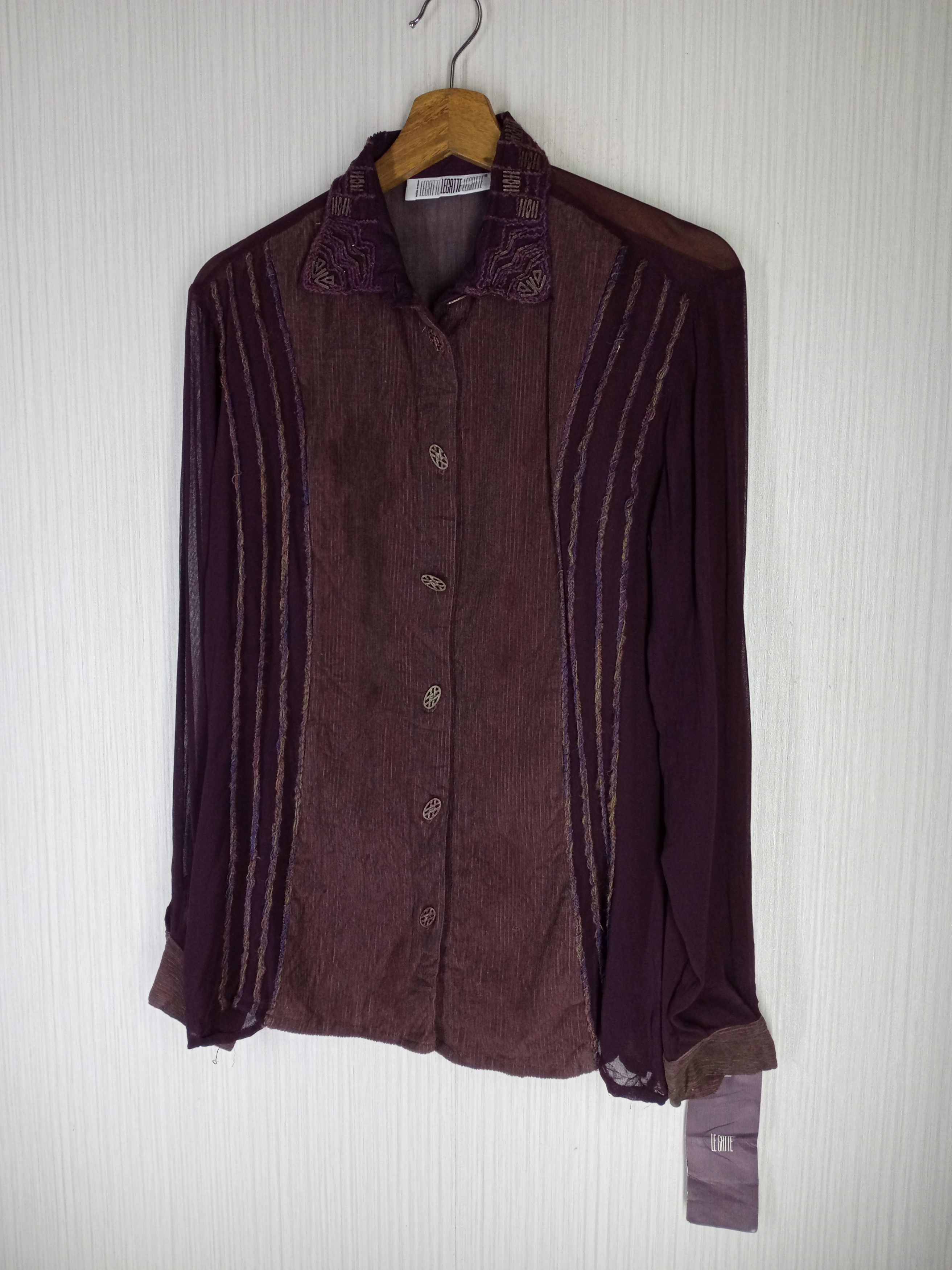 Japanese Brand Rare Vintage Legatte Italian Designer L/S Blouse Size M / US 6-8 / IT 42-44 - 3 Thumbnail