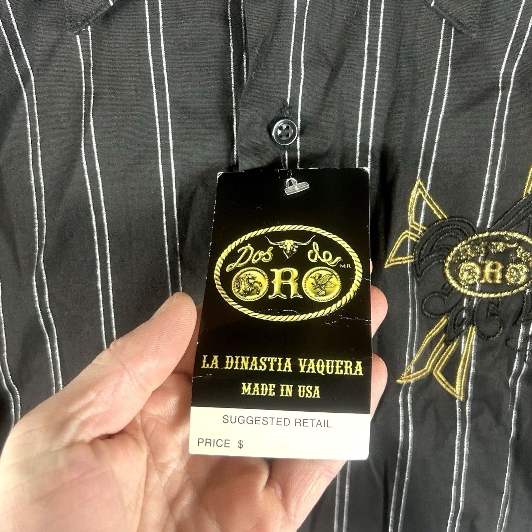 Vintage VINTAGE Dos De Oro Cowboy Shirt Mens M 38 Black Embroidered Button-Up Western Shirt NWT Size US M / EU 48-50 / 2 - 3 Thumbnail