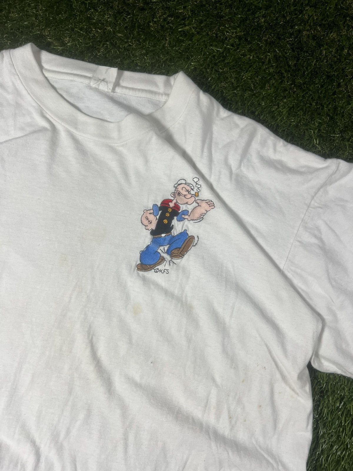 Disney Vintage 90’s Boxy Popeye Sailor Man Cartoon Embroidered Tee Size US XL / EU 56 / 4 - 2 Thumbnail
