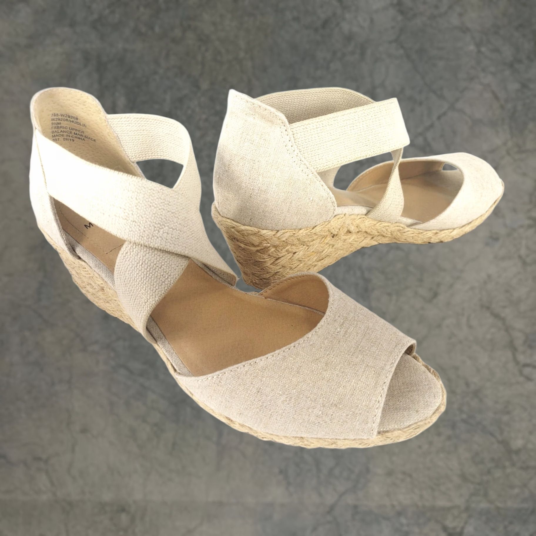 Vintage VINTAGE? No — White Mountain Hudlin Sandal Womens 9.5M Beige Wedge Espadrille Casual Formal Wedding Slide On Rubber Outsole Comfort Shoes Size US 10 / IT 40 - 1 Thumbnail