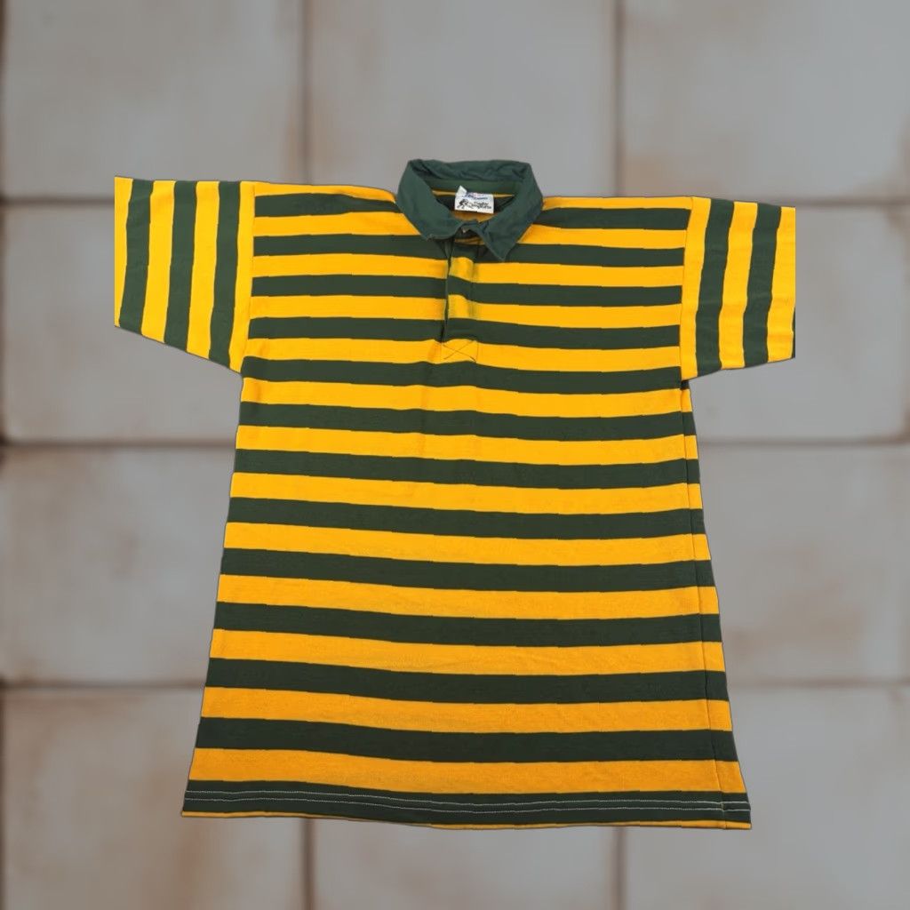 Vintage VINTAGE Halbro Polo Rugby Shirt Men 42 Green Yellow Striped 90s Football Soccer Size US XL / EU 56 / 4 - 1 Thumbnail