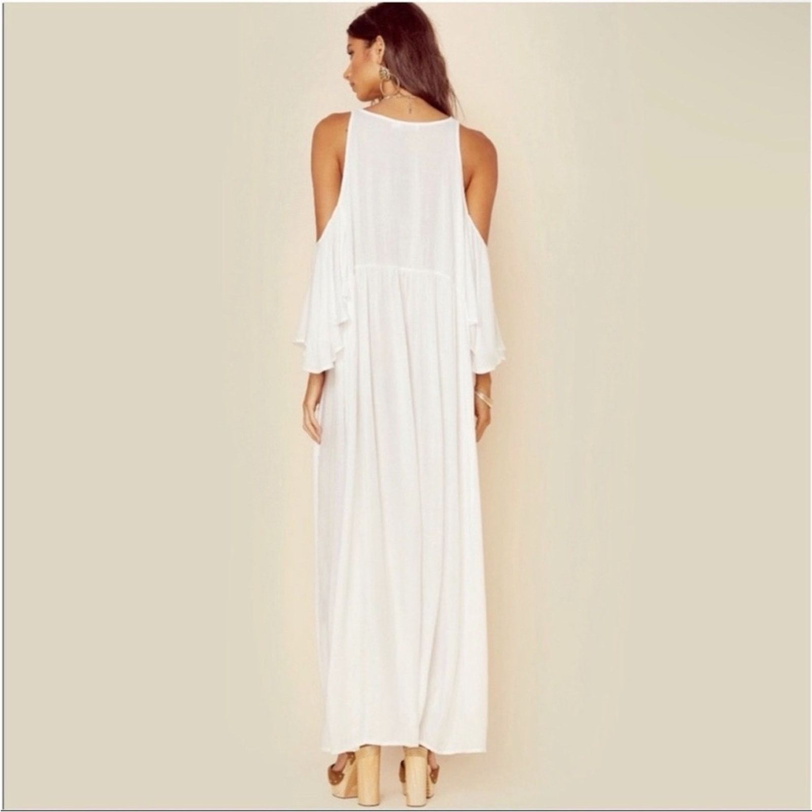 Other Indah Cigalle Rayon Off Shoulders Maxi Dress Front Slits M/L Size M / US 6-8 / IT 42-44 - 3 Thumbnail