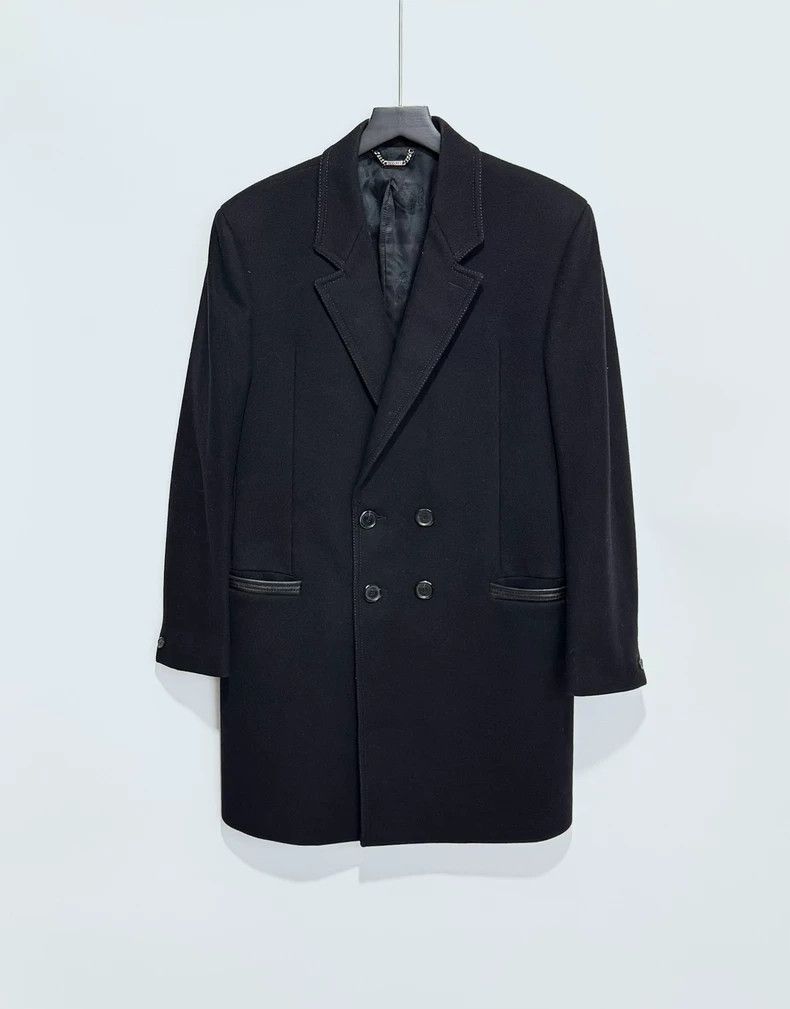 Versace Versace Leather double-breasted wool coat coat Size US S / EU 44-46 / 1 - 1 Thumbnail