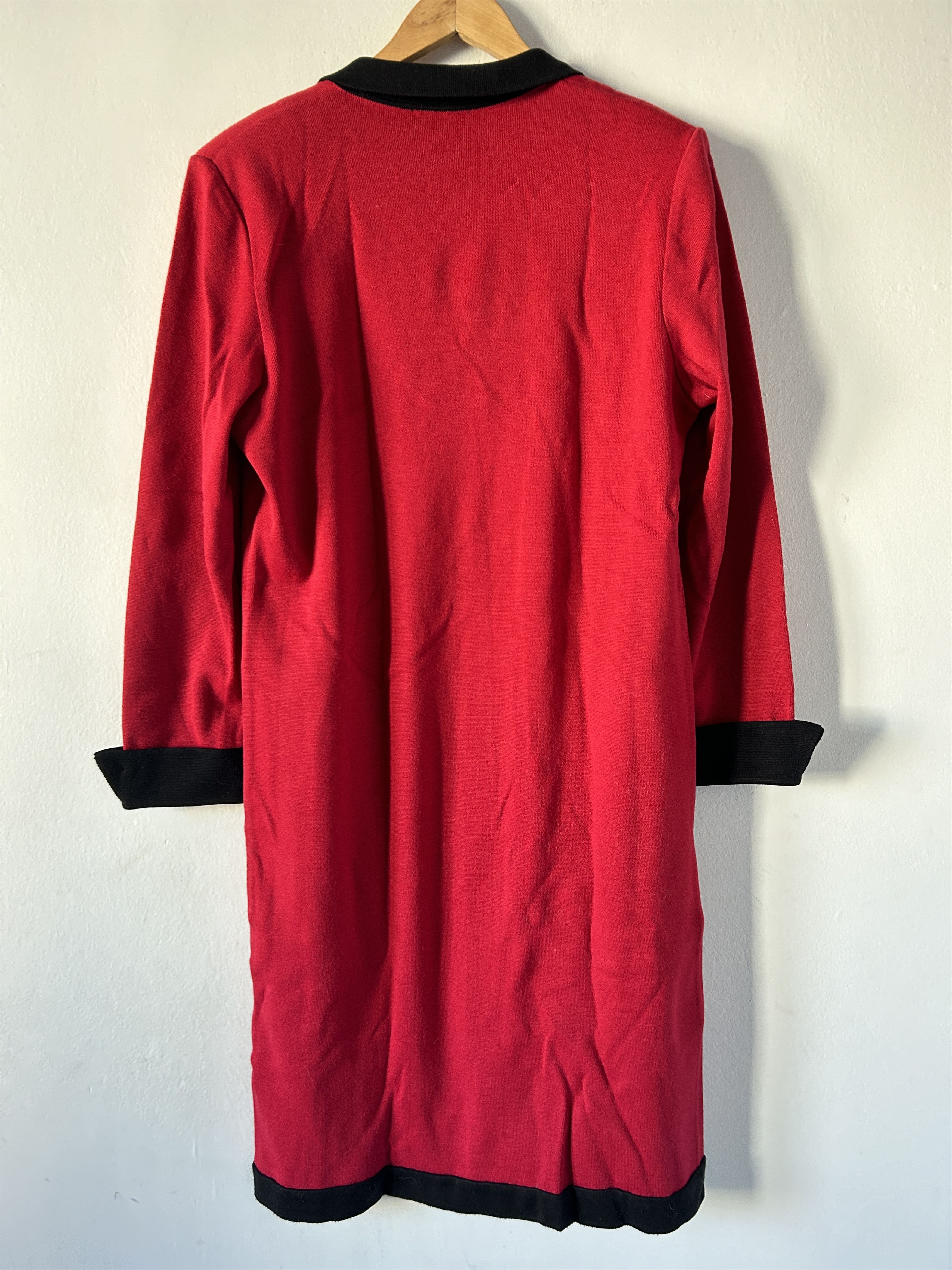 Vintage Vintage red wool shirt dress with black trim Size M / US 6-8 / IT 42-44 - 8 Thumbnail
