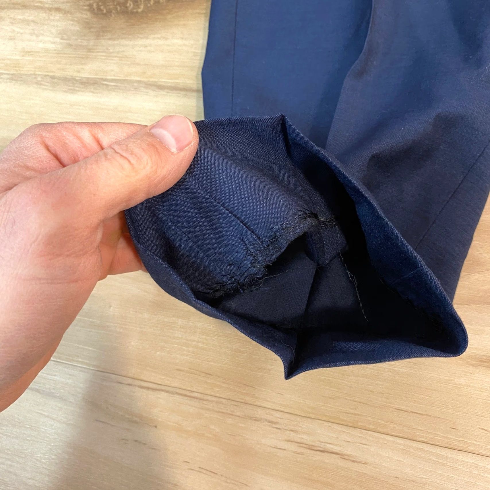 Vintage Indochino Dress Pants Men 34x33 Newbury Navy Blue Wool Trousers Slim Flat Front Business Formal Wedding Size US 34 / EU 50 - 6 Thumbnail