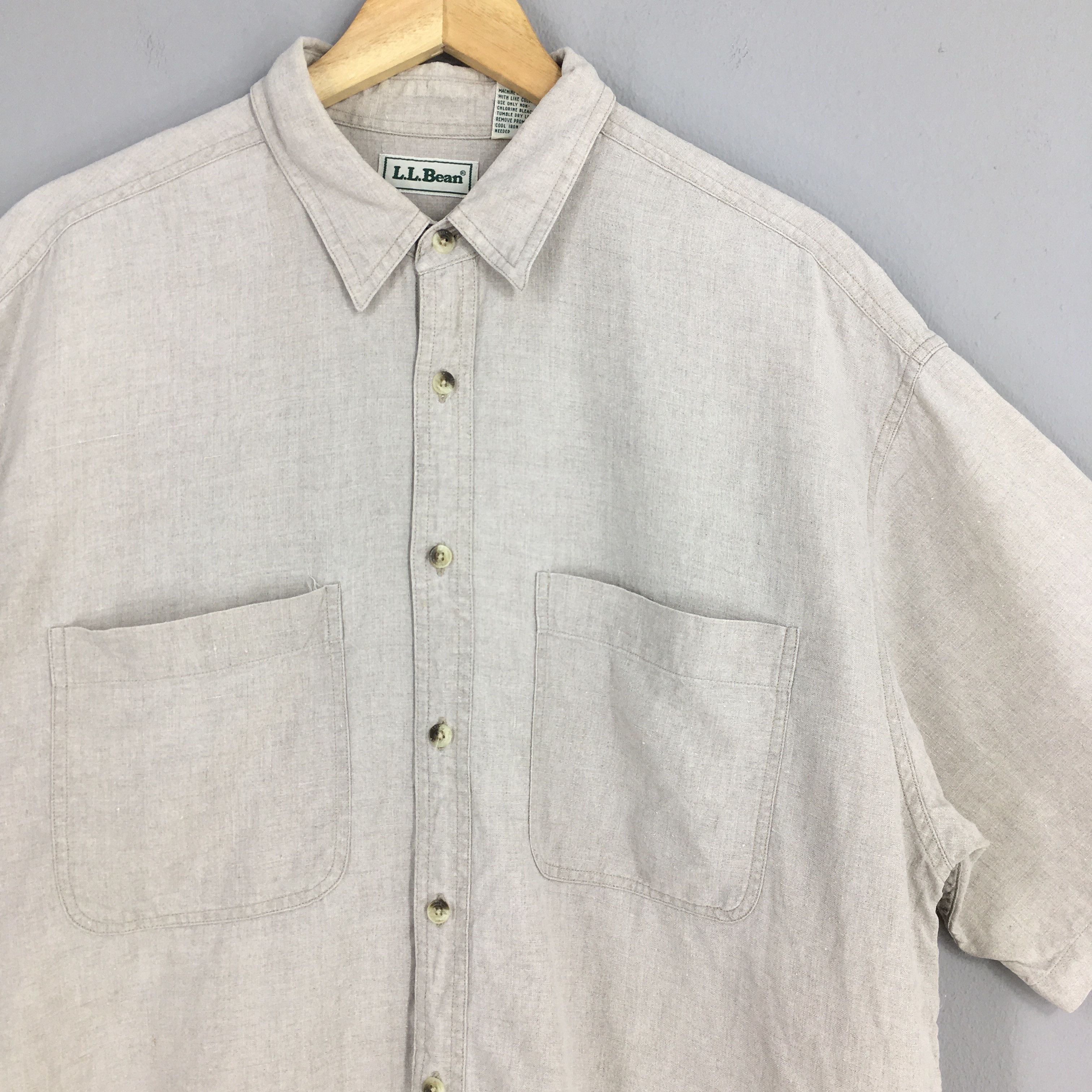 L.L. Bean Vintage 90's LL Bean Plain Linen Oxfords Button Shirt Large Size US L / EU 52-54 / 3 - 2 Thumbnail