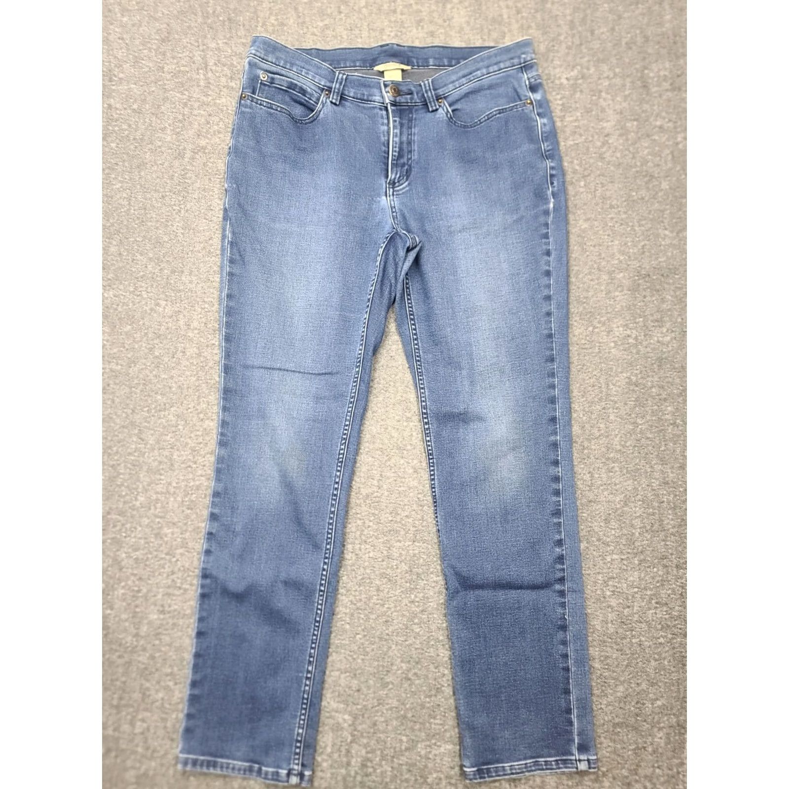 CO Duluth Daily Denim Jeans Womens 10x31 Blue Stretch Straight Leg 5-Pocket Regular Denim Work "Classic" Trouser Fit Size 32" / US 10 / IT 46 - 2 Thumbnail