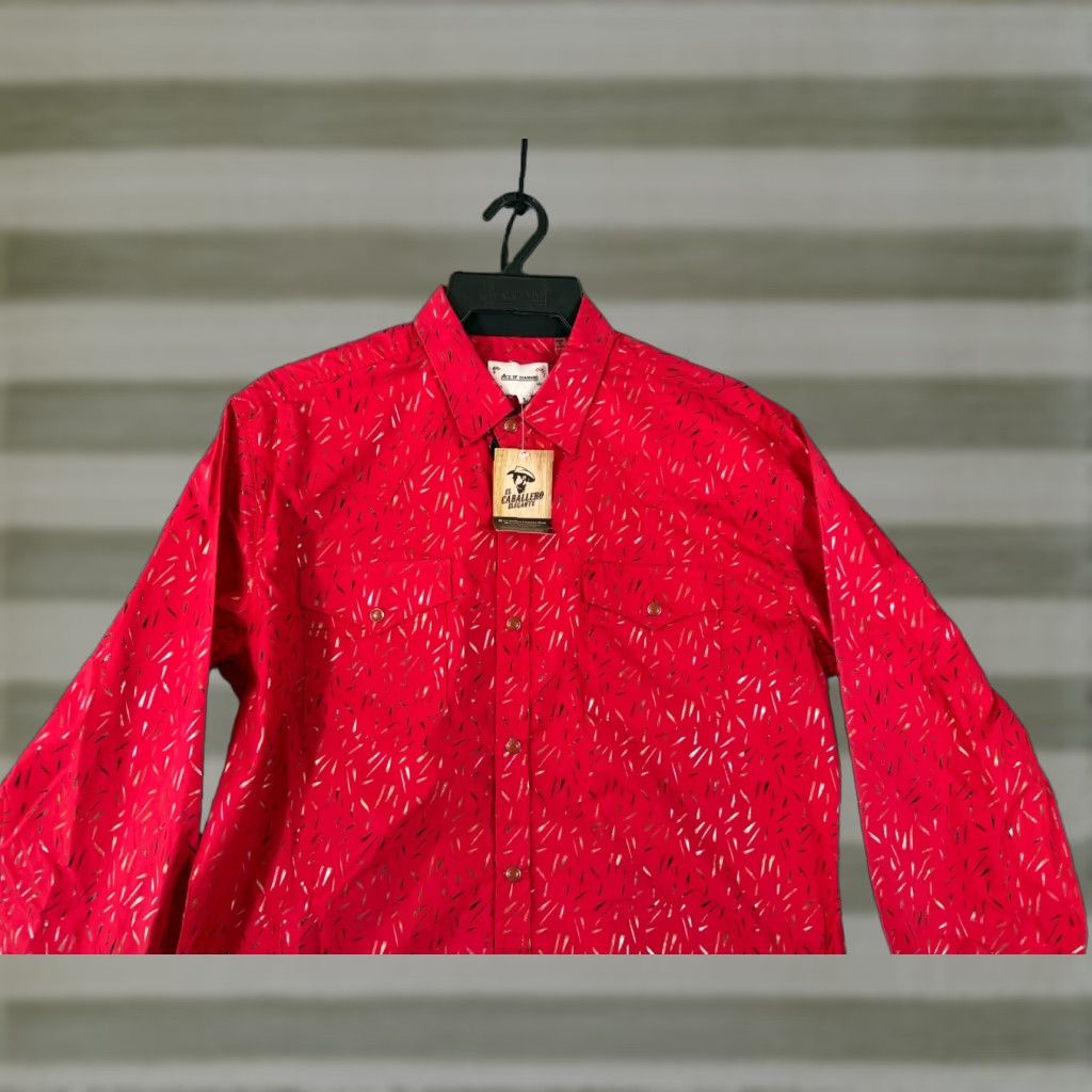Vintage ACE OF DIAMOND Western Shirt Mens L Red Geometric Pearl Snap NWT Size US L / EU 52-54 / 3 - 1 Thumbnail